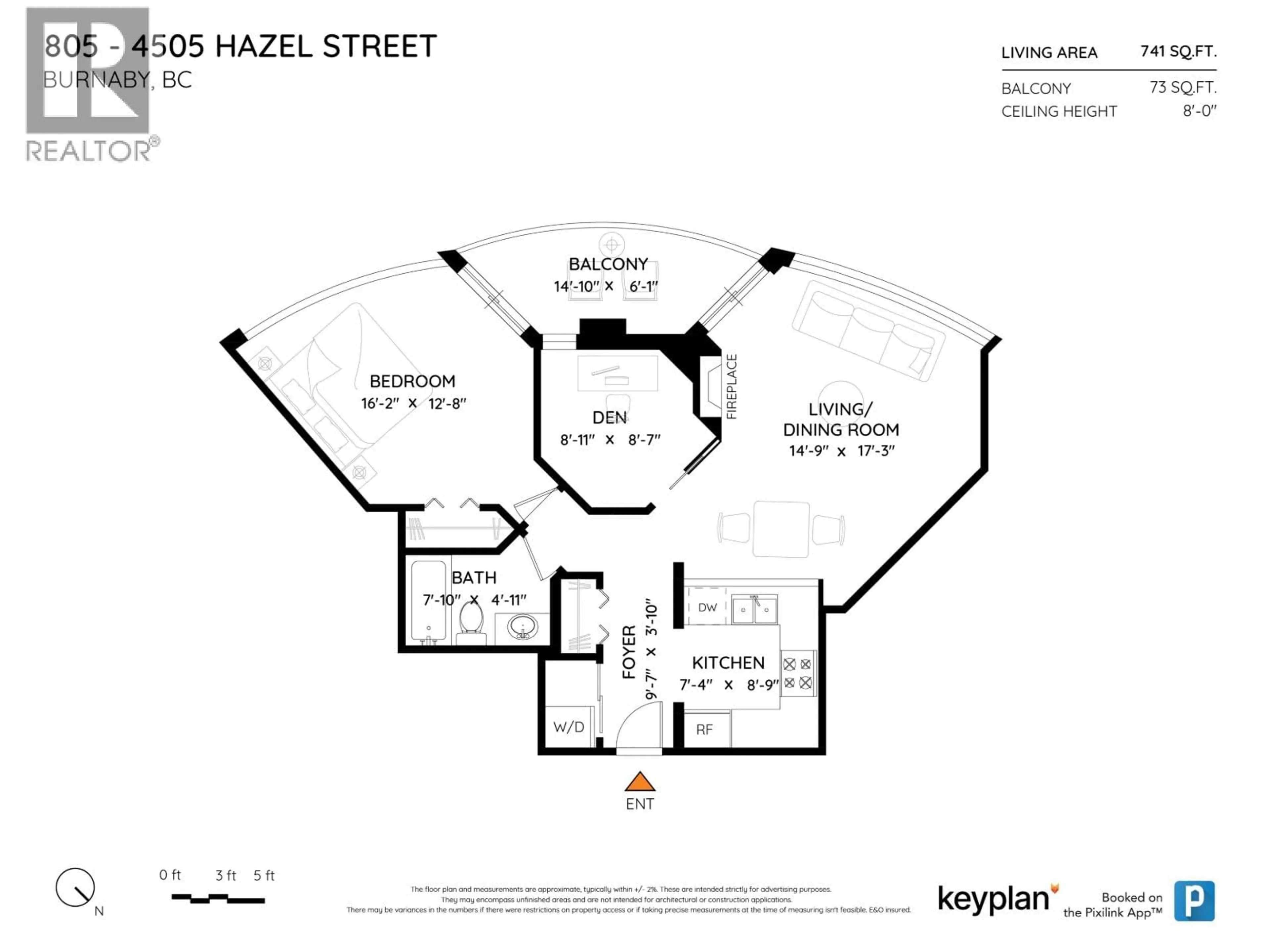 Floor plan for 805 - 4505 HAZEL STREET, Burnaby British Columbia V5H4T1