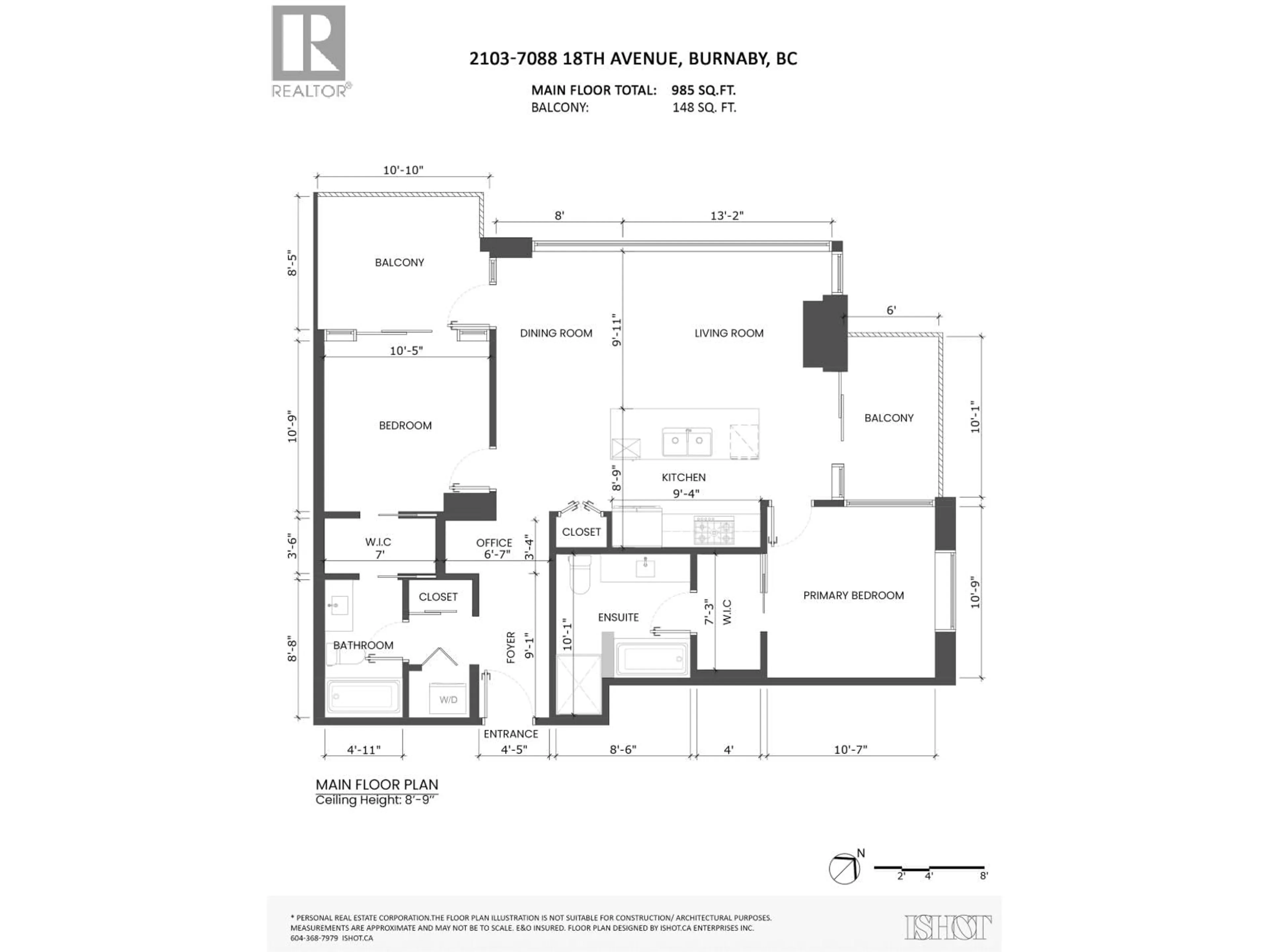 Floor plan for 2103 - 7088 18TH AVENUE, Burnaby British Columbia V3N0A2