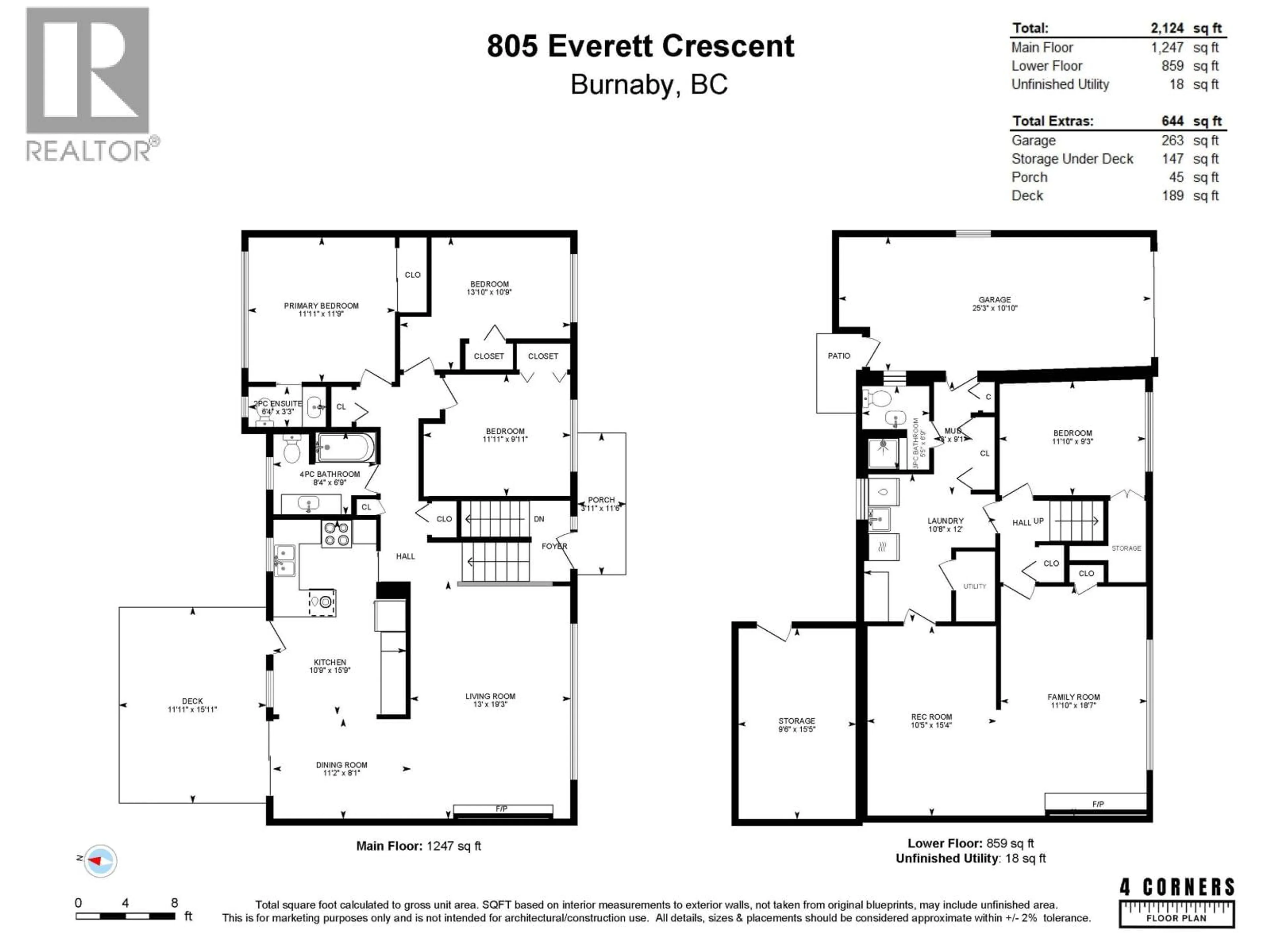 Floor plan for 805 EVERETT CRESCENT, Burnaby British Columbia V5A2N3