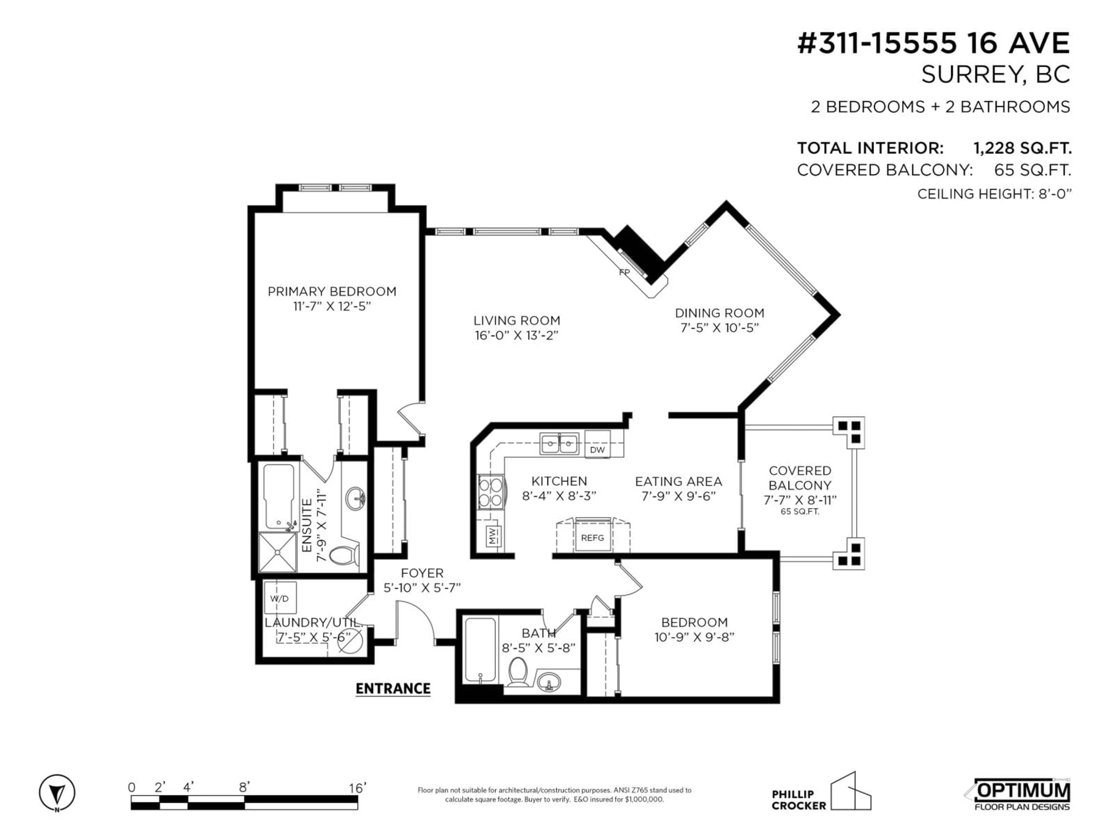 Floor plan for 311 - 15555 16, Surrey British Columbia V4A1R7