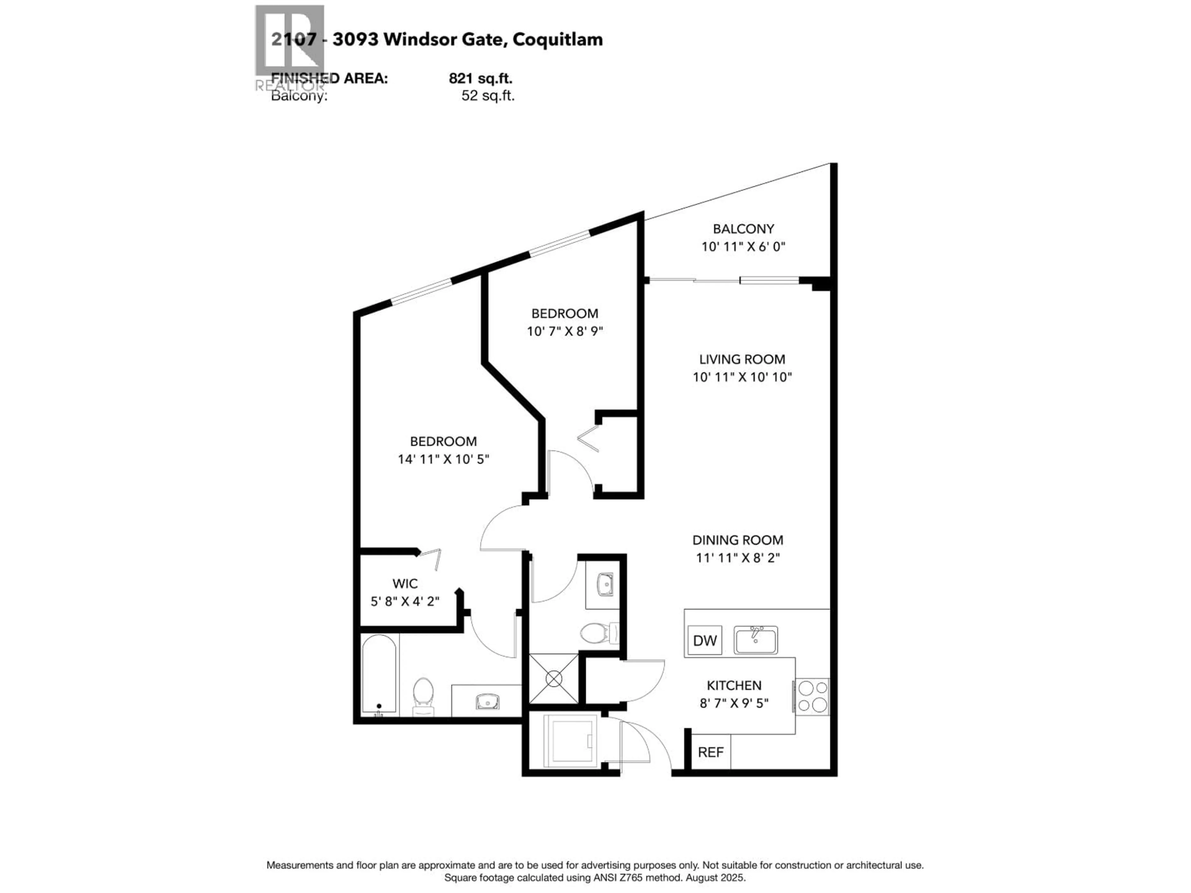 Floor plan for 2107 - 3093 WINDSOR GATE, Coquitlam British Columbia V3B0N2