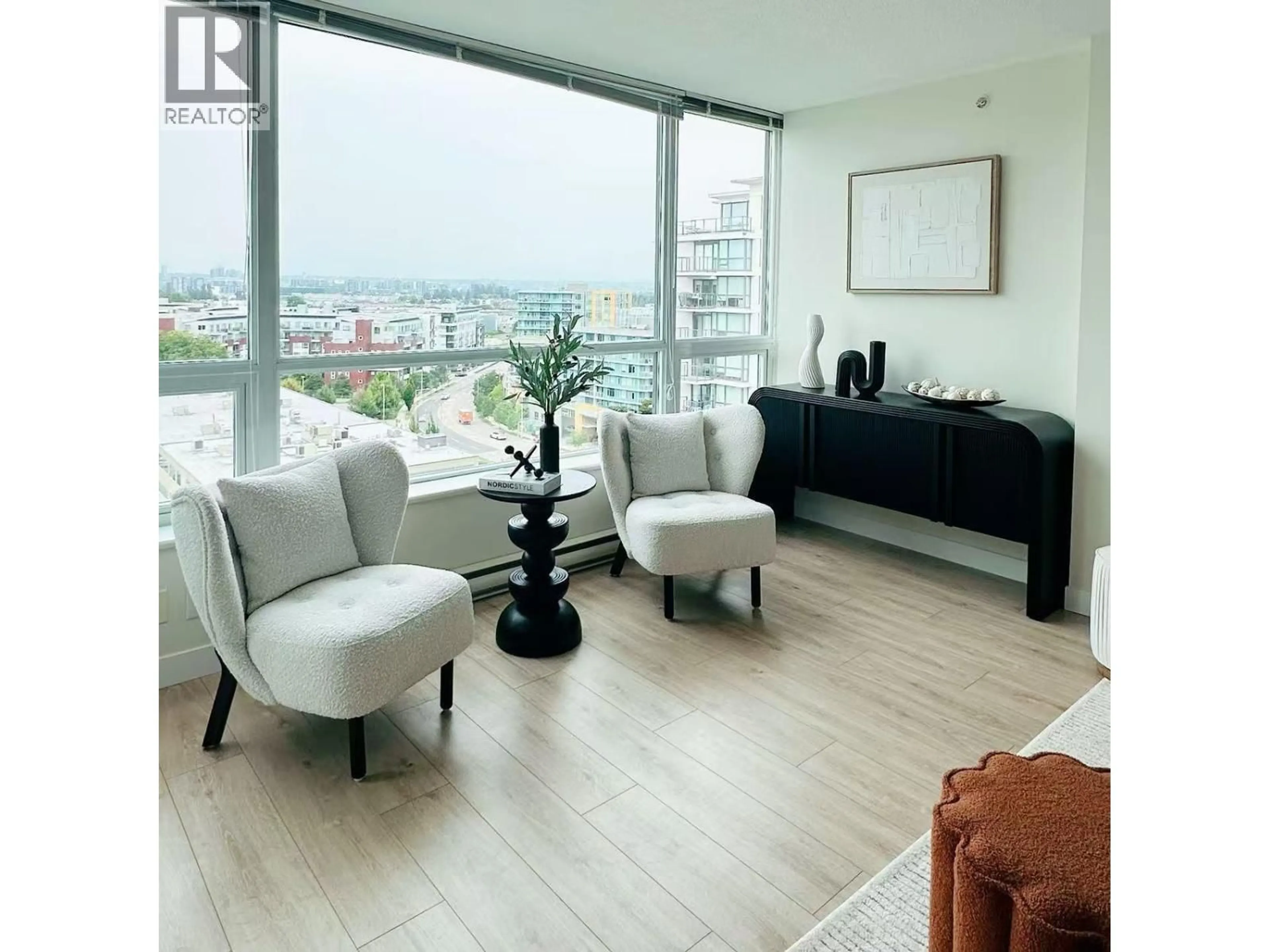 Living room with furniture, wood/laminate floor for 1506 - 7555 ALDERBRIDGE WAY, Richmond British Columbia V6X4L3