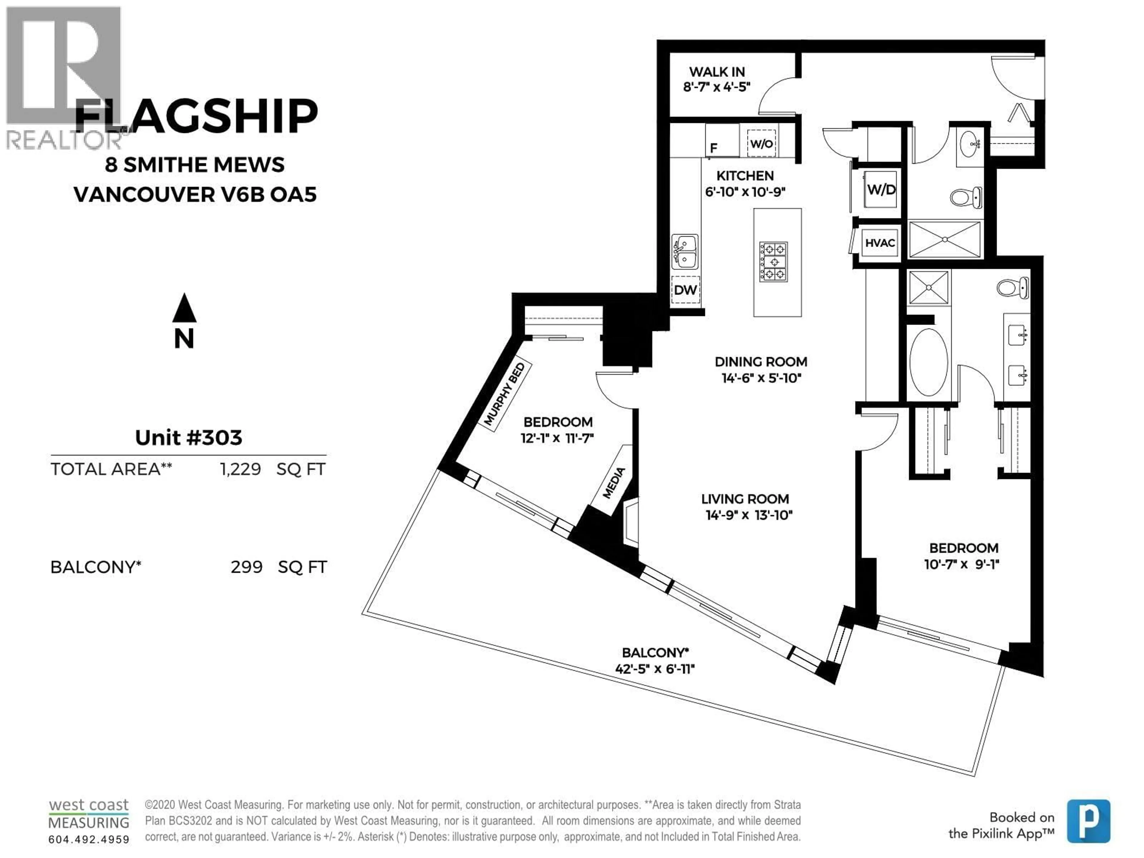 Floor plan for 303 - 8 SMITHE MEWS, Vancouver British Columbia V6B0A5