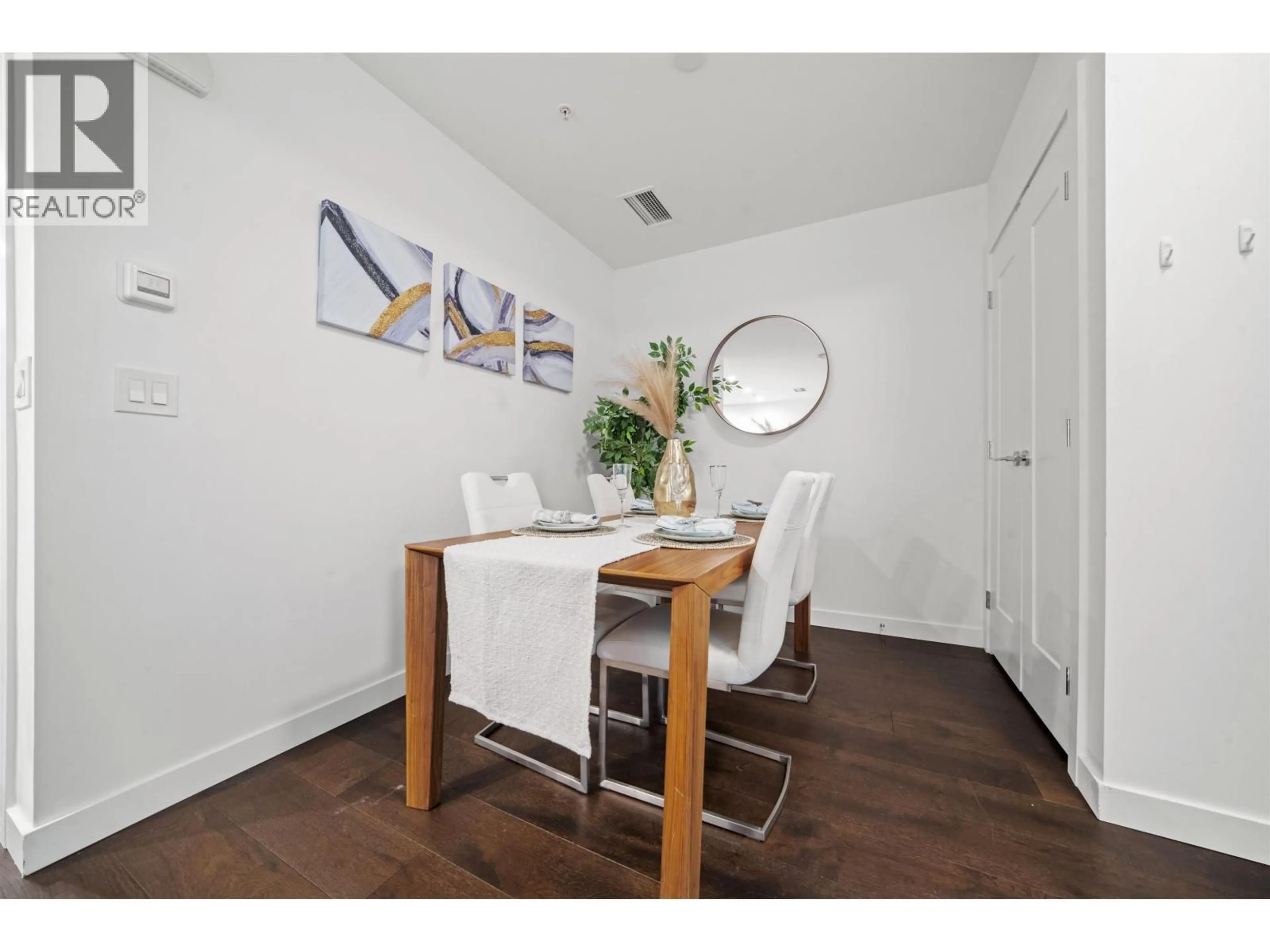 Dining room, wood/laminate floor for 103 - 5681 BIRNEY AVENUE, Vancouver British Columbia V6S0L5