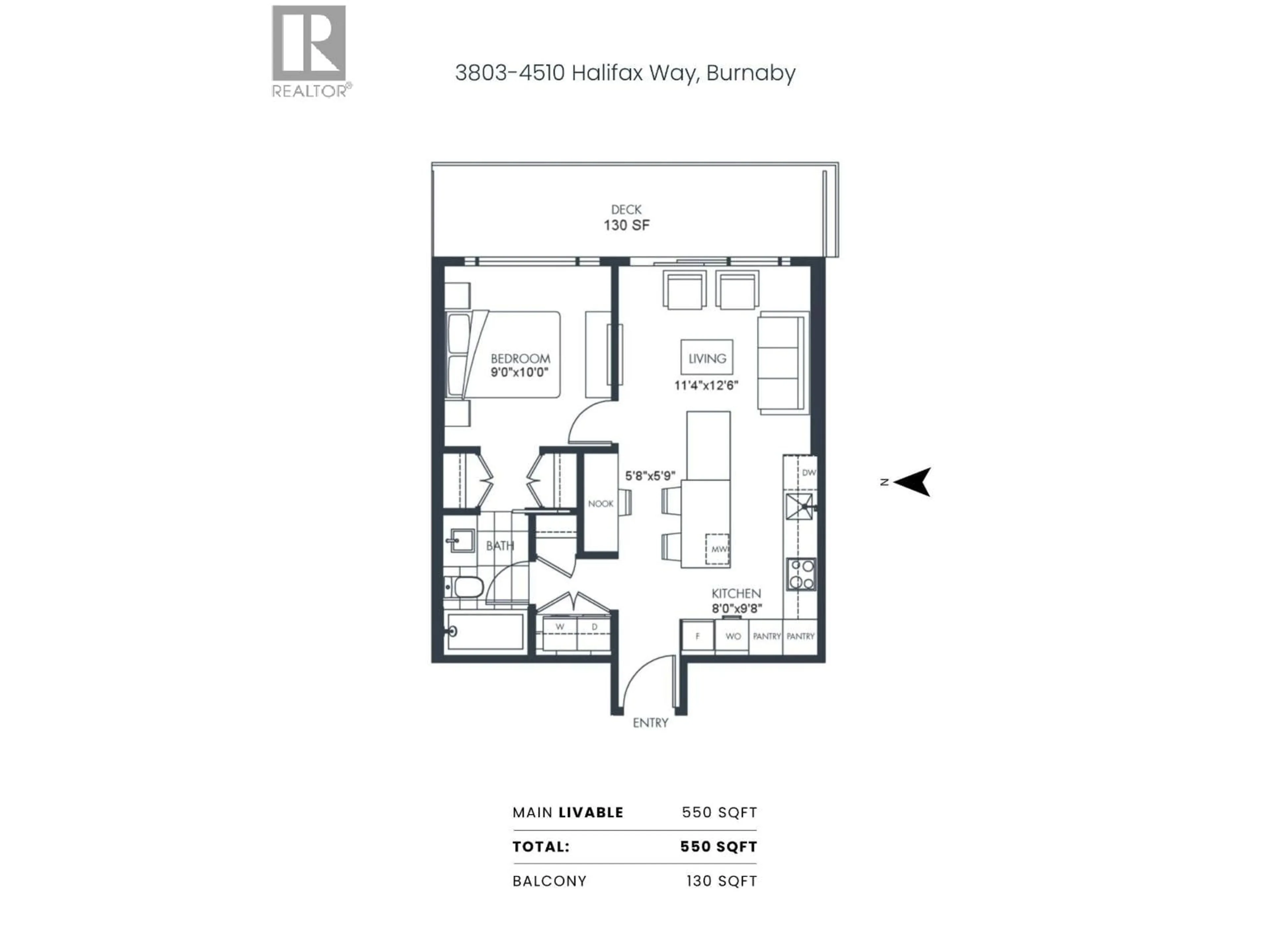 Floor plan for 3803 - 4510 HALIFAX WAY, Burnaby British Columbia V5C0K4