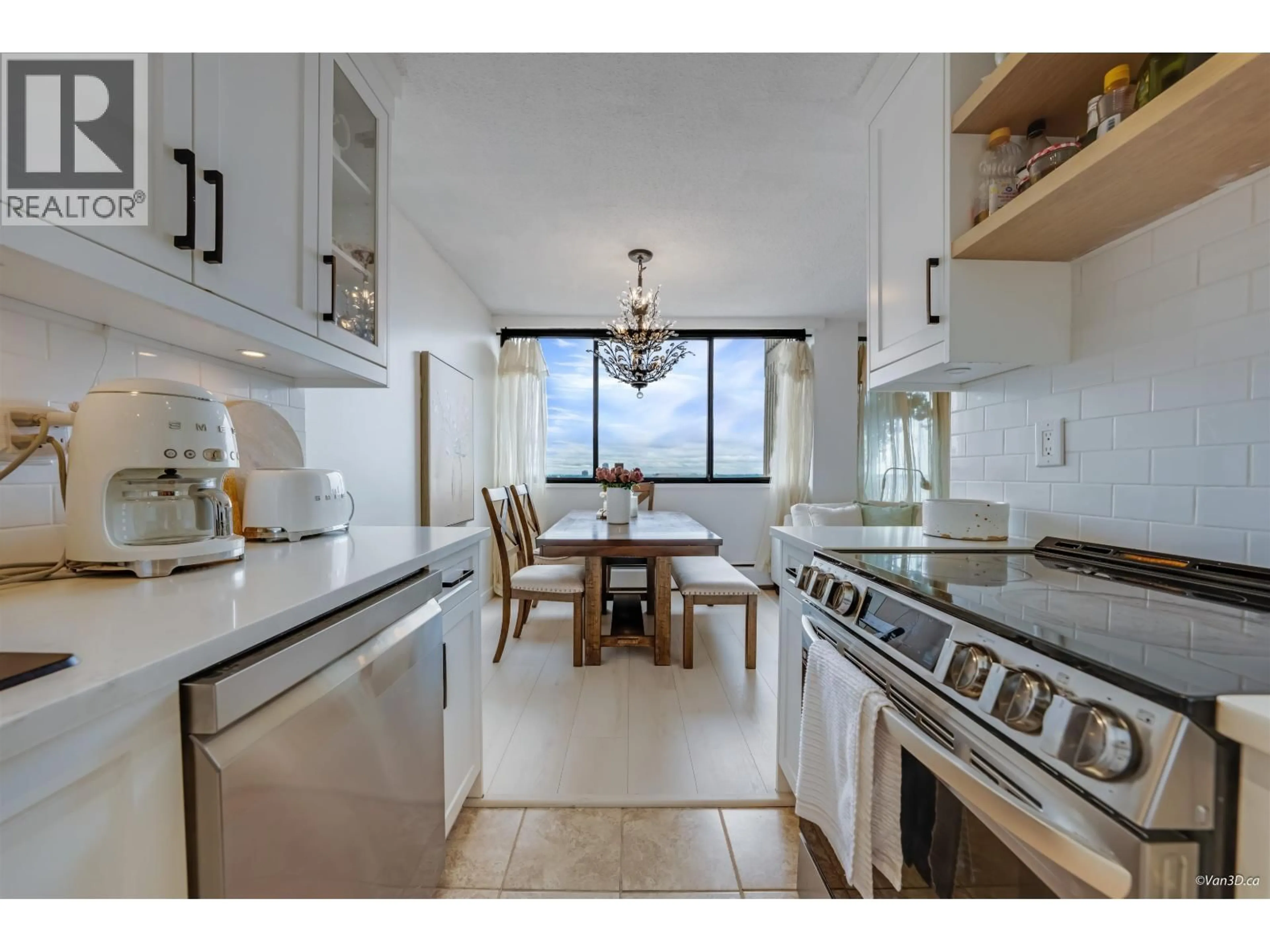 Open concept kitchen, ceramic/tile floor for 1905 - 740 HAMILTON STREET, New Westminster British Columbia V3M5T7