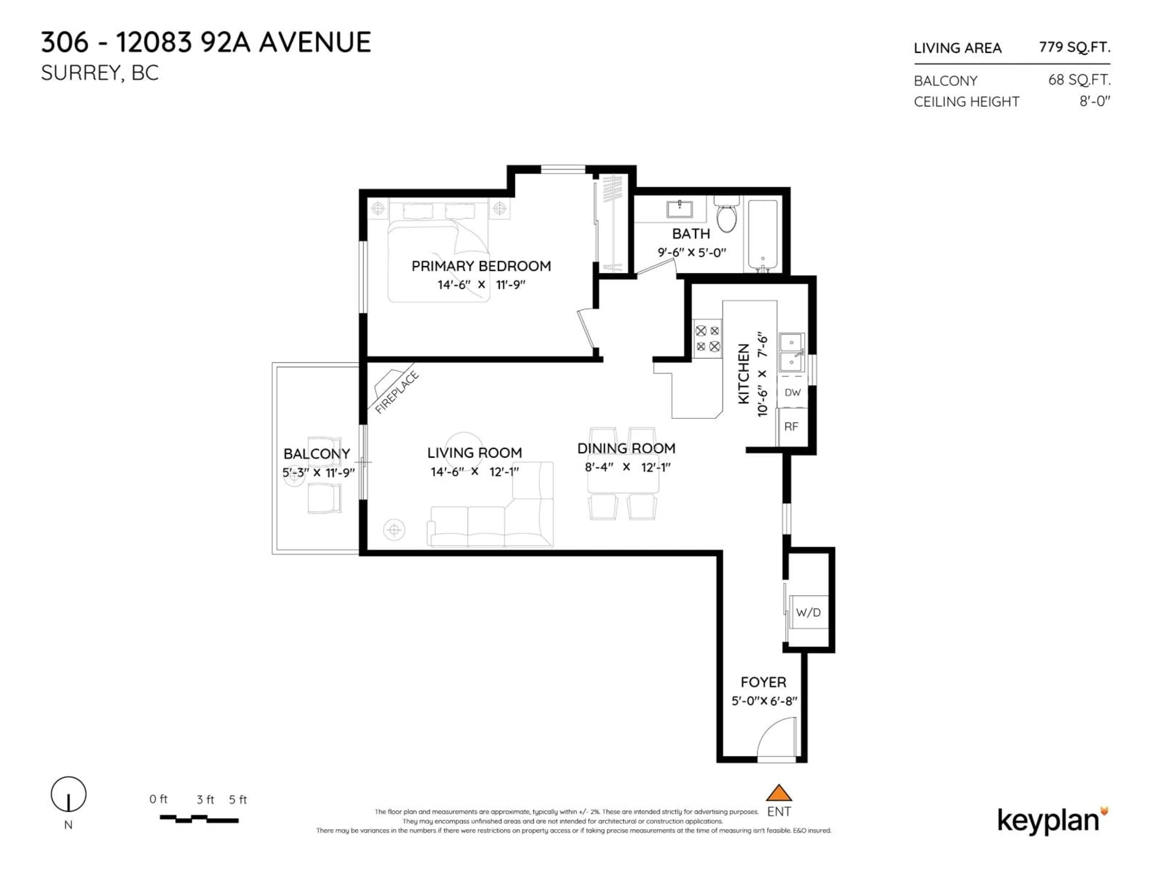 Floor plan for 306 - 12083 92A, Surrey British Columbia V3V8C8