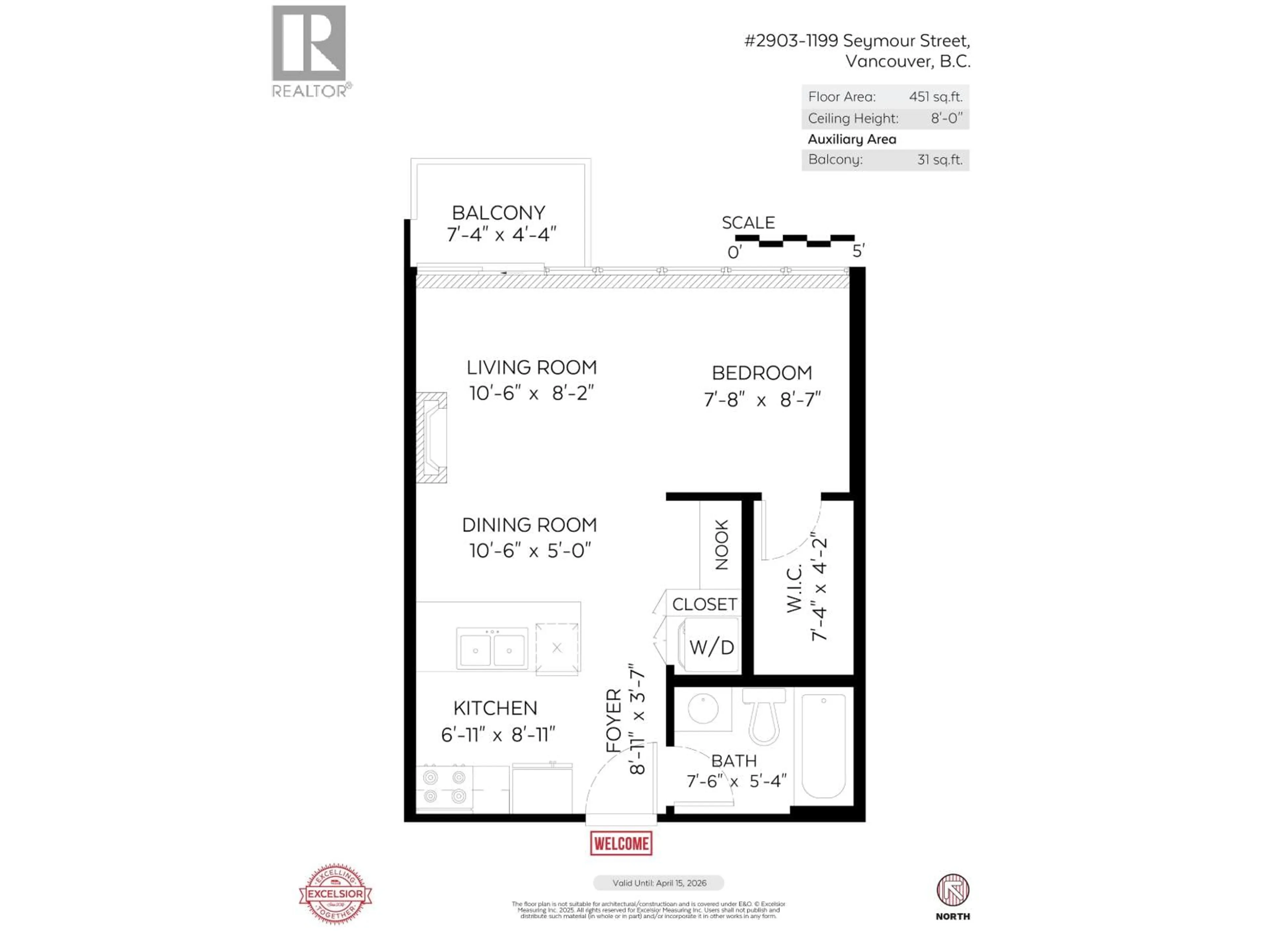 Floor plan for 2903 - 1199 SEYMOUR STREET, Vancouver British Columbia V6B1K3
