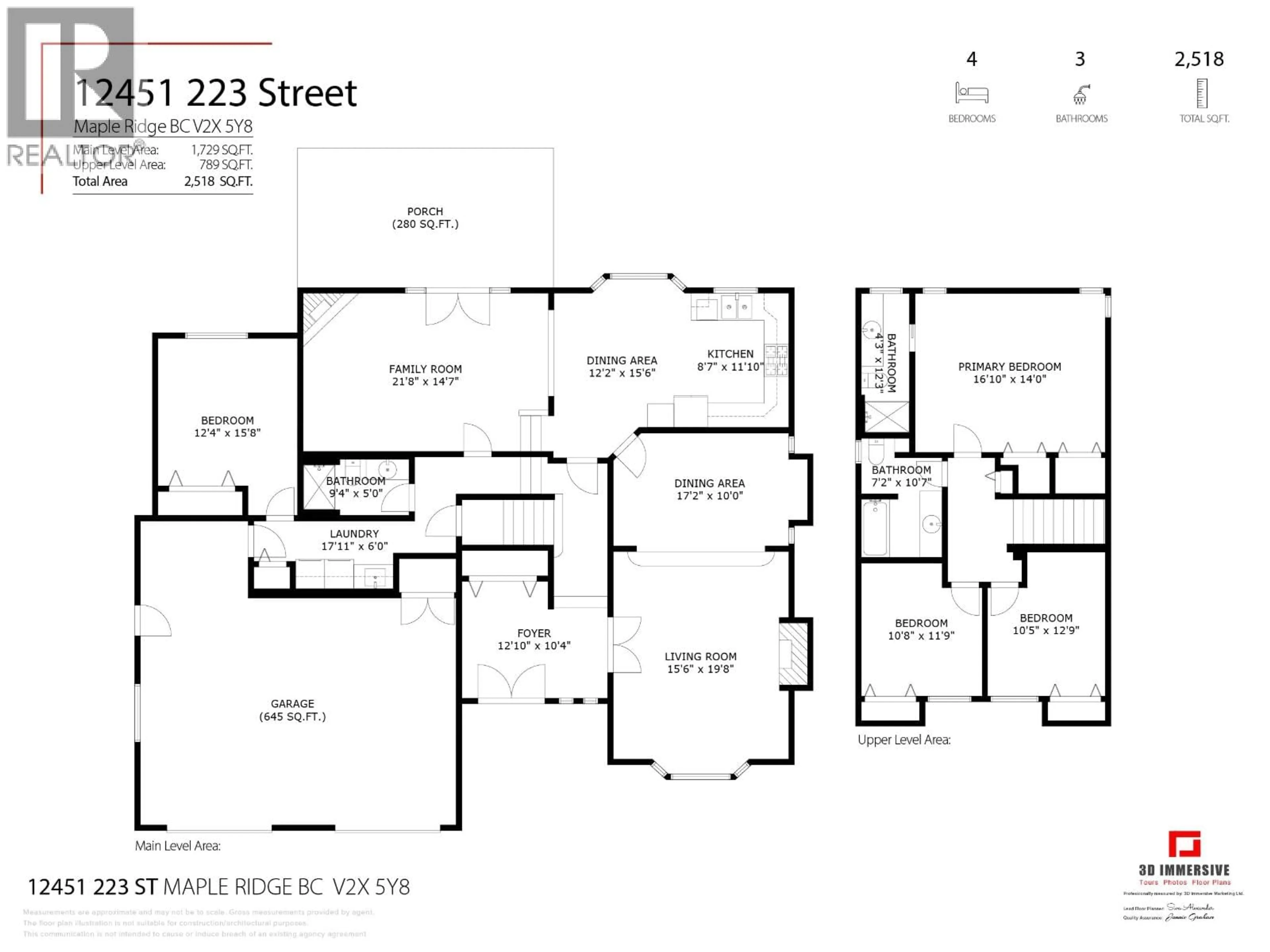Floor plan for 12451 223 STREET, Maple Ridge British Columbia V2X5Y8
