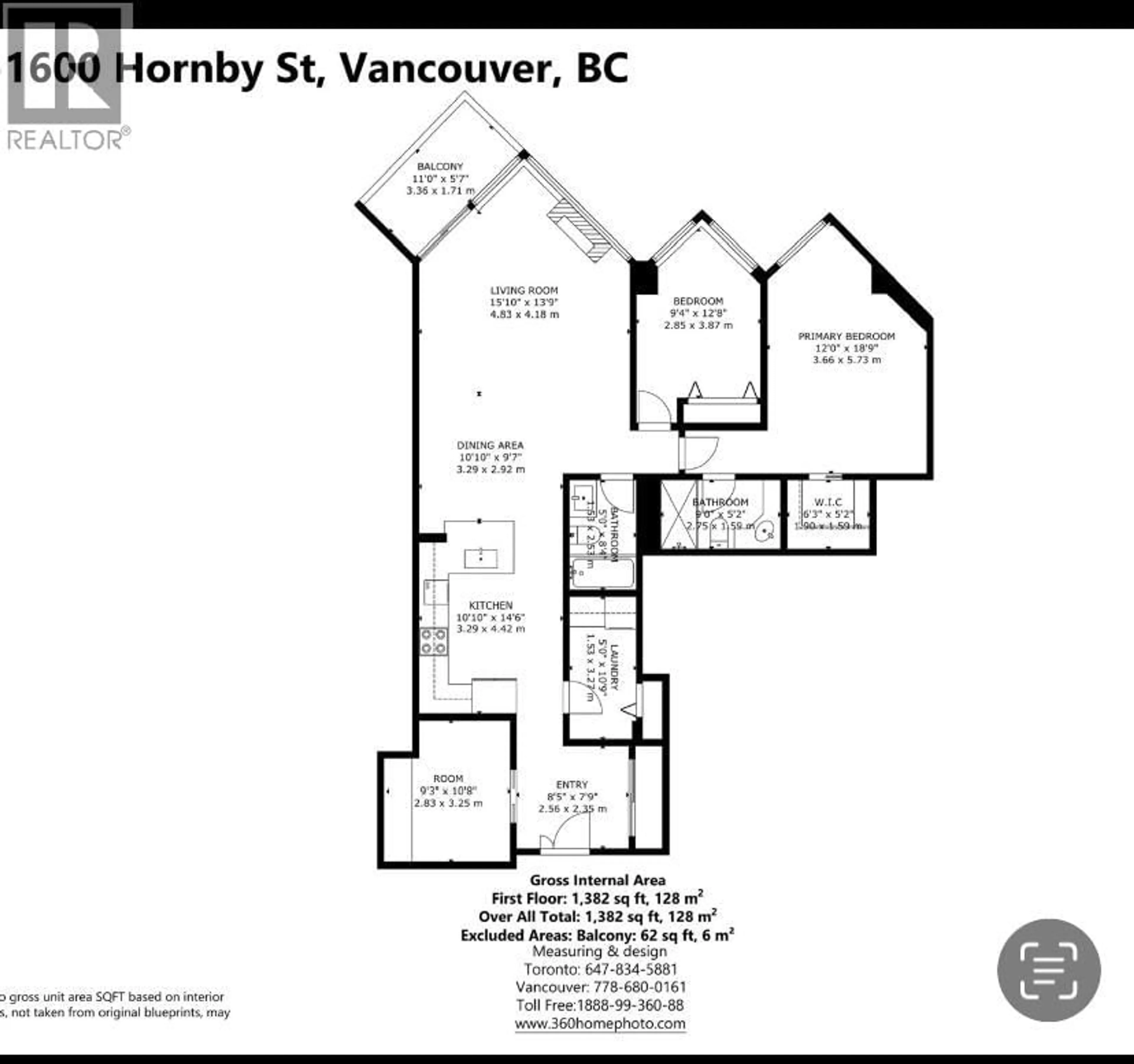 Floor plan for 603 - 1600 HORNBY STREET, Vancouver British Columbia V6Z2S4