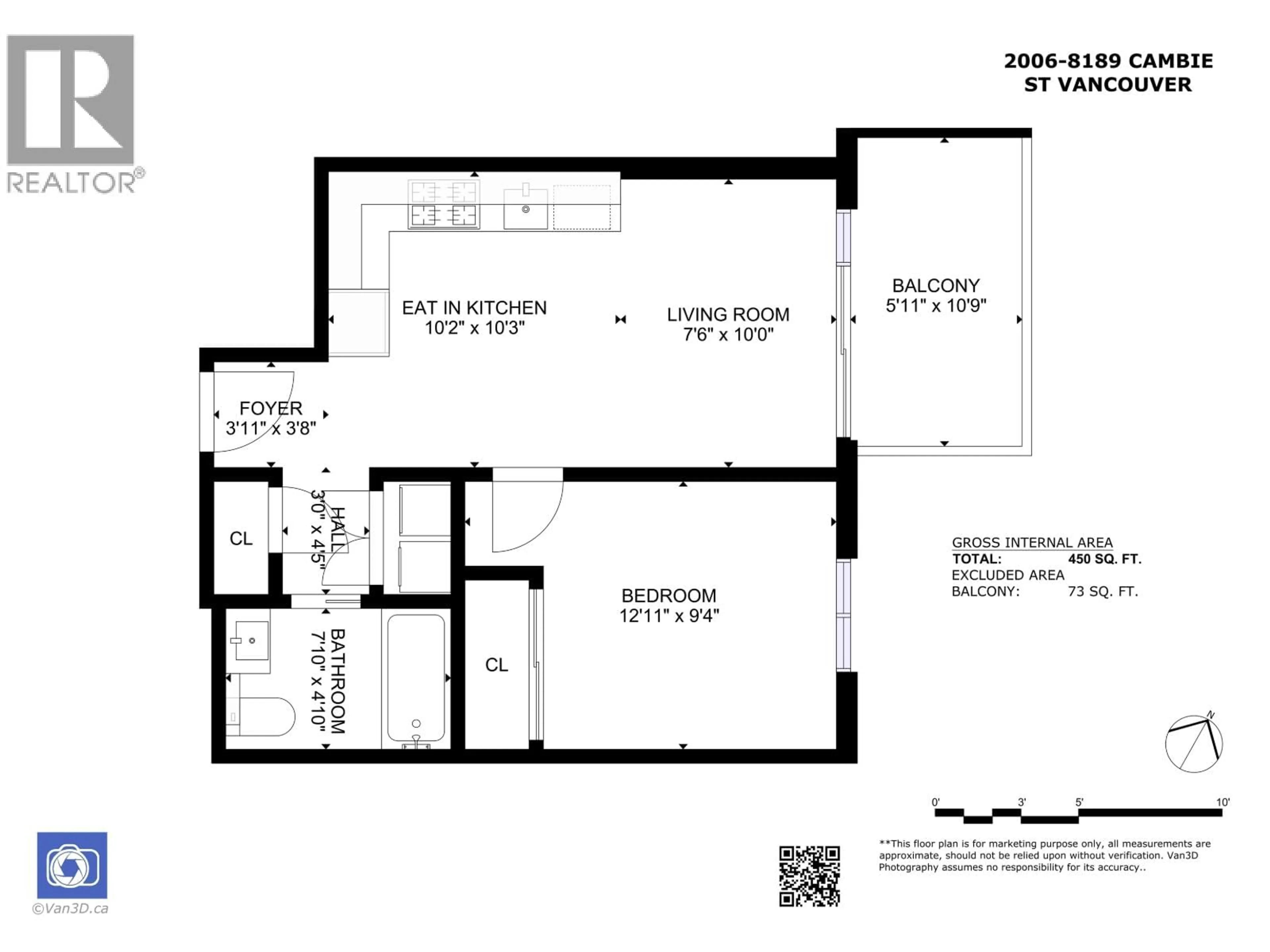 Floor plan for 2006 - 8189 CAMBIE STREET, Vancouver British Columbia V6P0G6