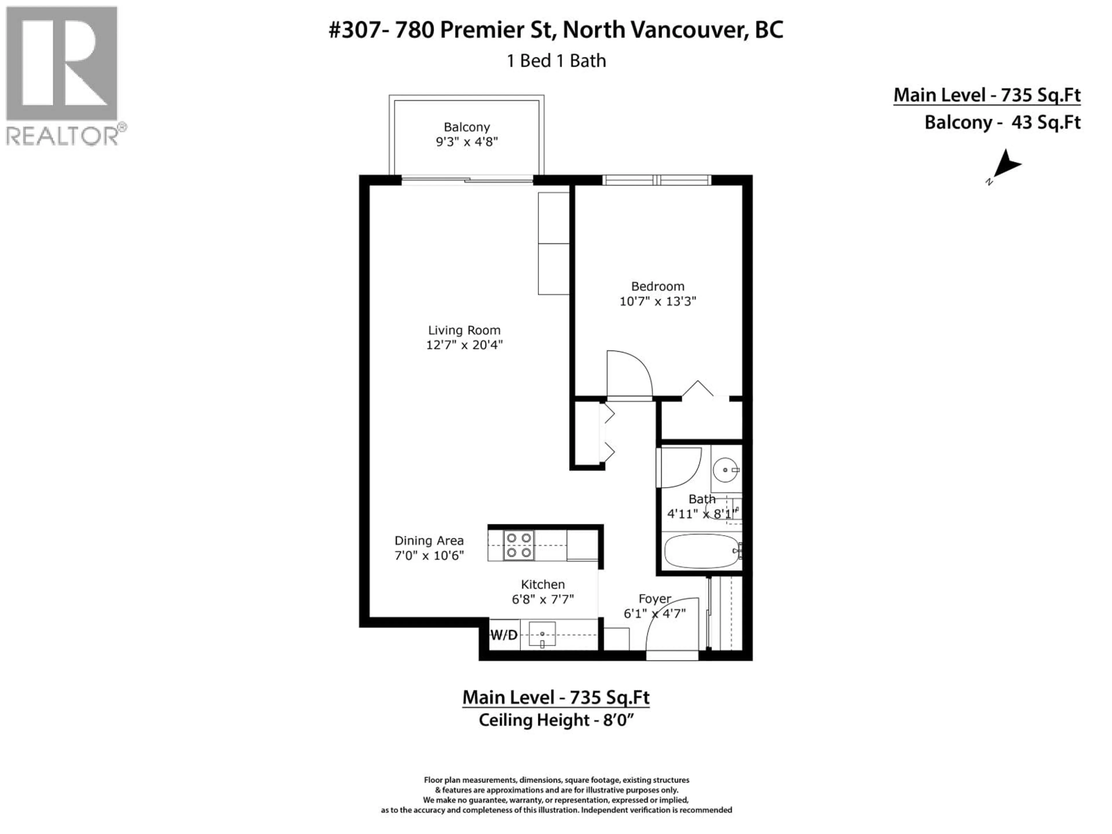 Floor plan for 307 - 780 PREMIER STREET, North Vancouver British Columbia V7J2G8