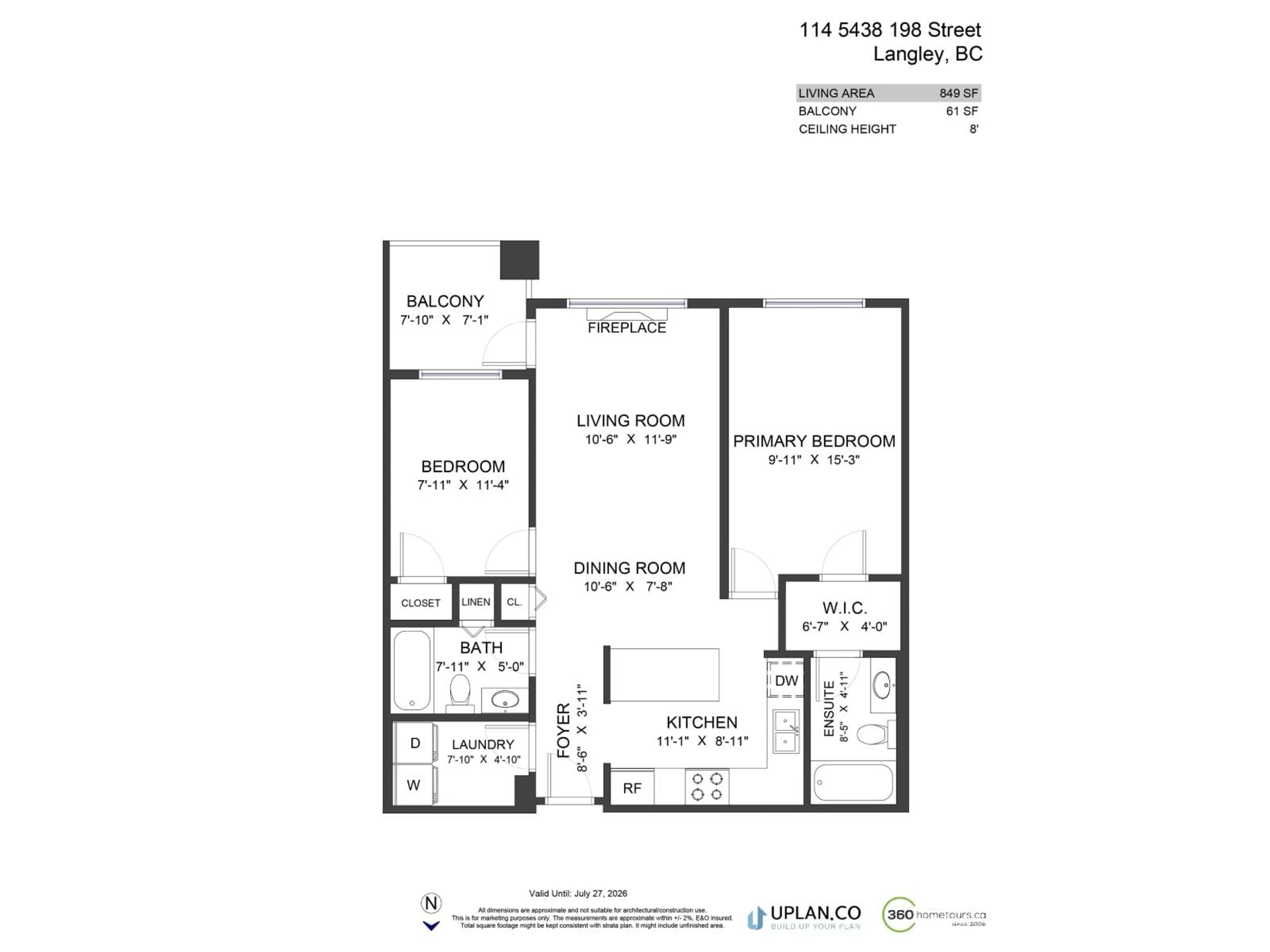 Floor plan for 114 - 5438 198, Langley British Columbia V3A1G2