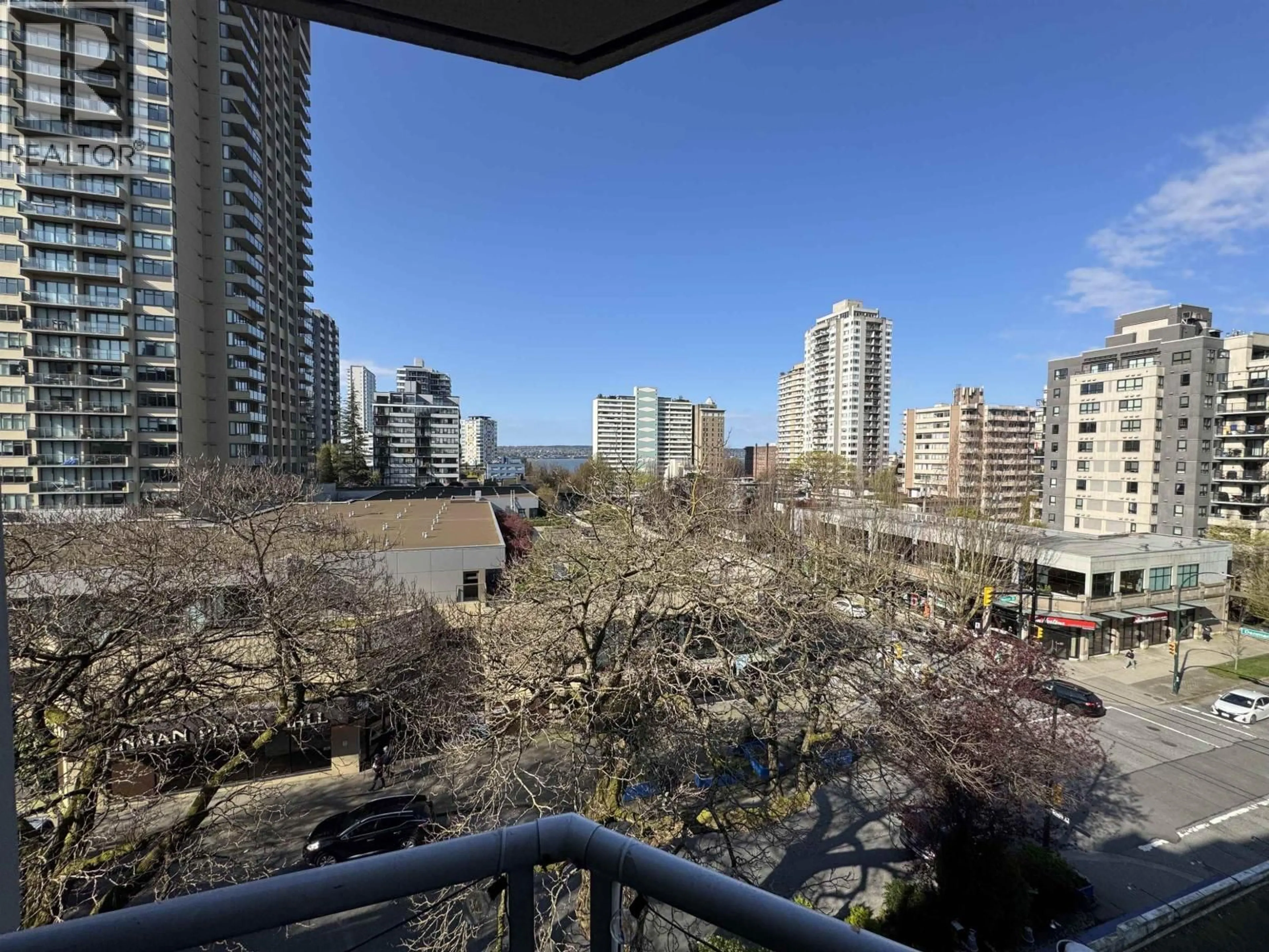Balcony in the apartment, city buildings view from balcony for 601 - 1771 NELSON STREET, Vancouver British Columbia V6G1M6