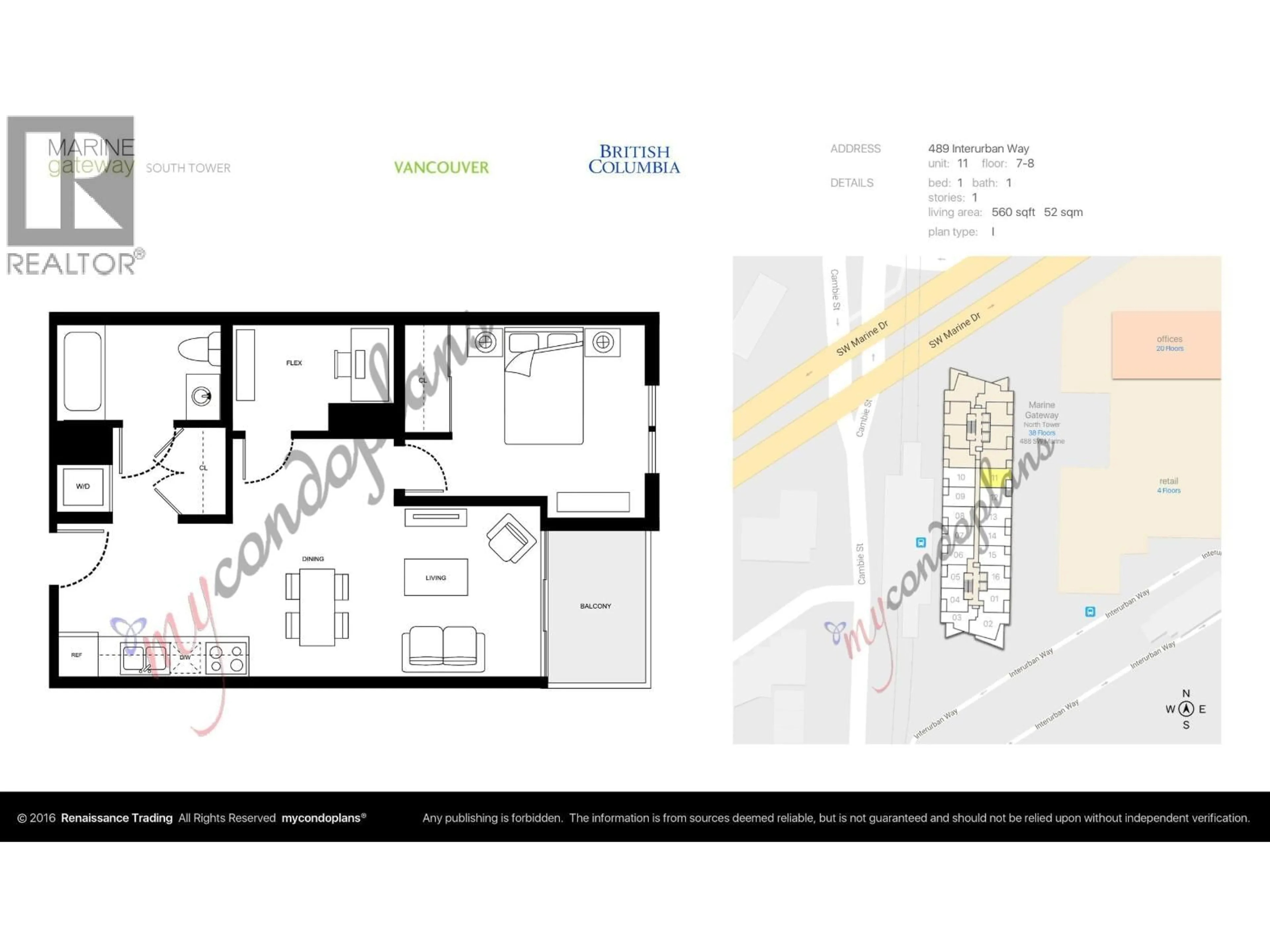Floor plan for 811 - 489 INTERURBAN WAY, Vancouver British Columbia V5X0C7