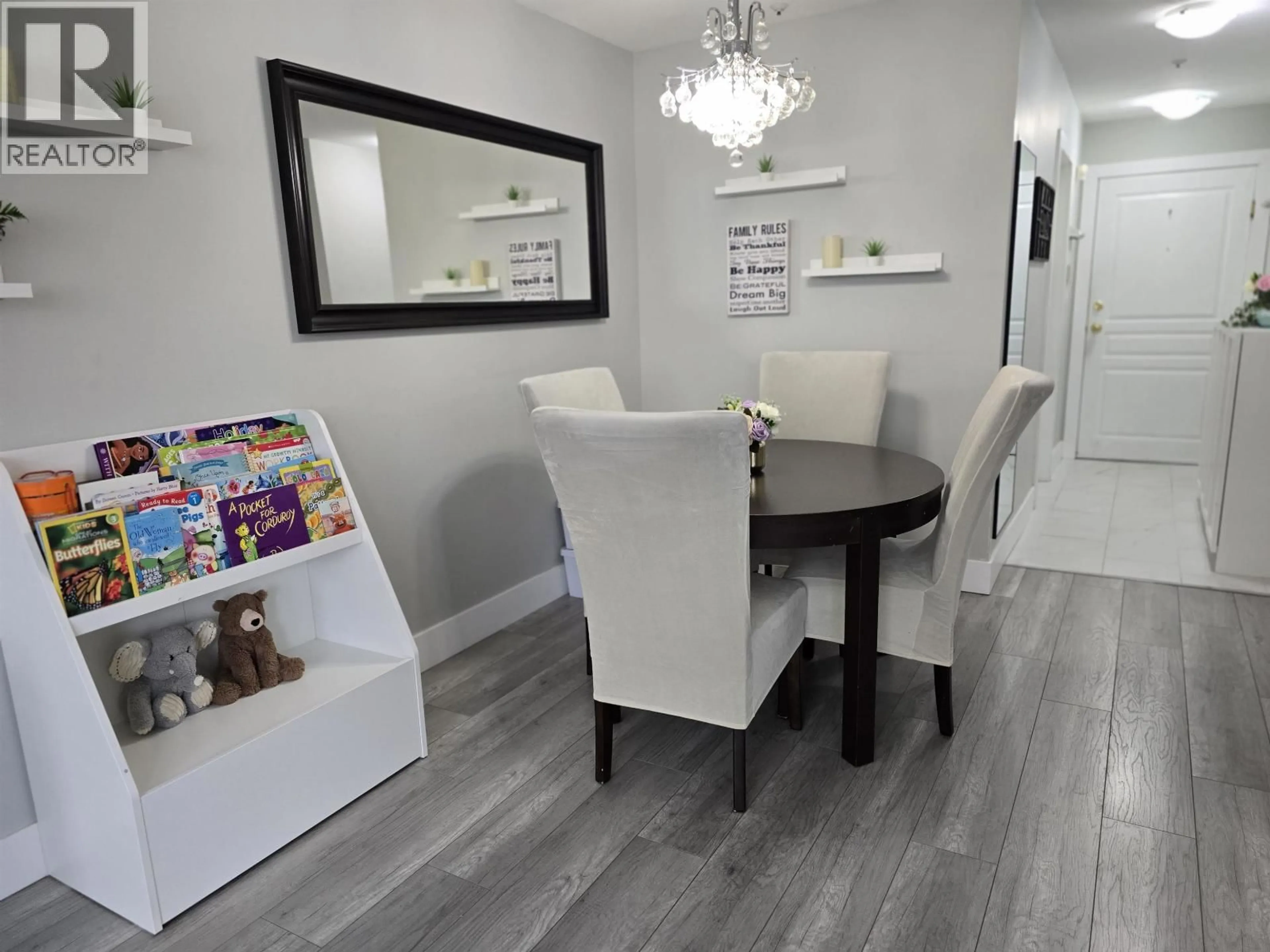 Dining room, wood/laminate floor for 112 - 8460 JELLICOE STREET, Vancouver British Columbia V5S4S8