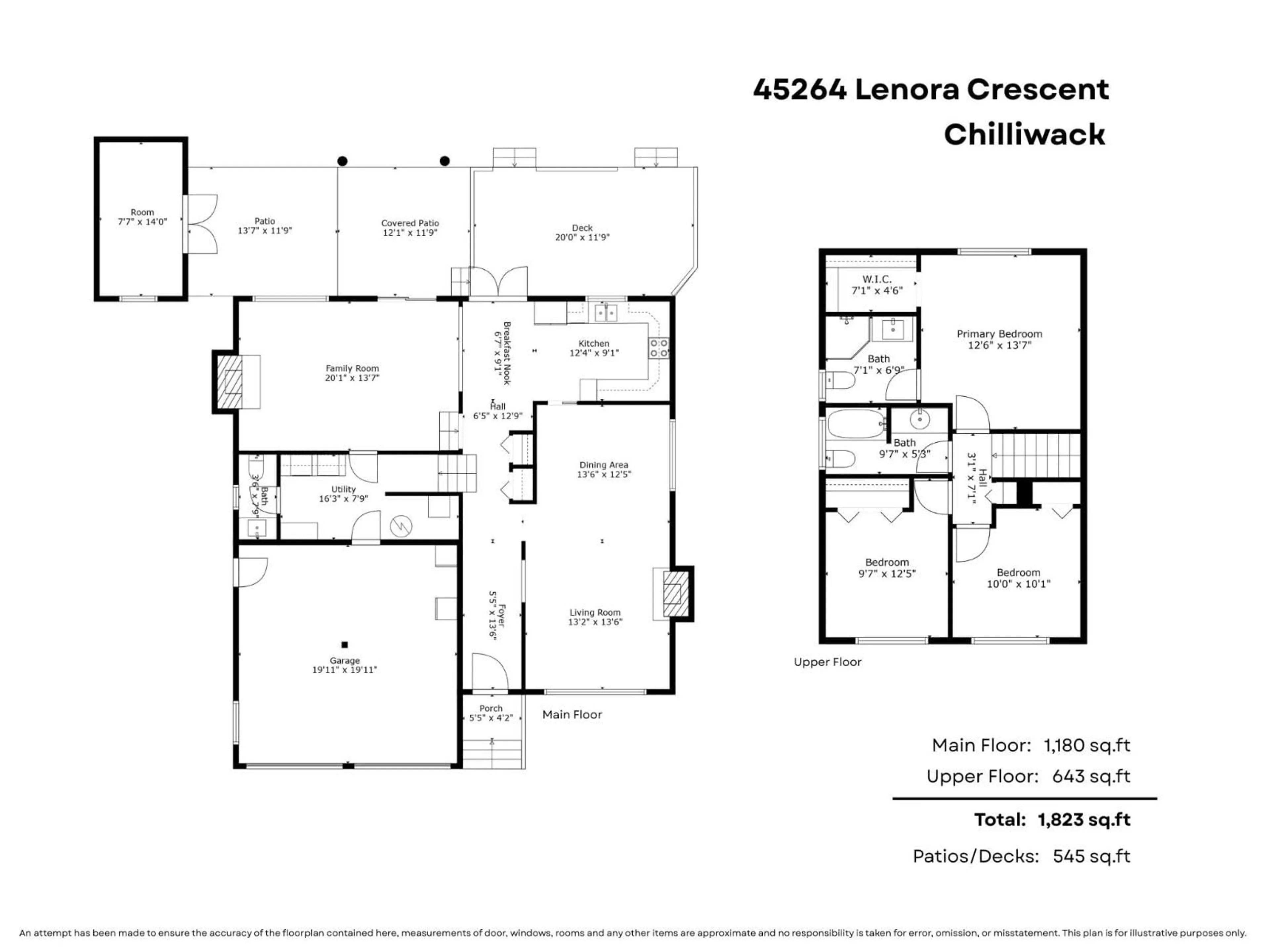 Floor plan for 45264 LENORA CRESCENT, Chilliwack British Columbia V2P7C4
