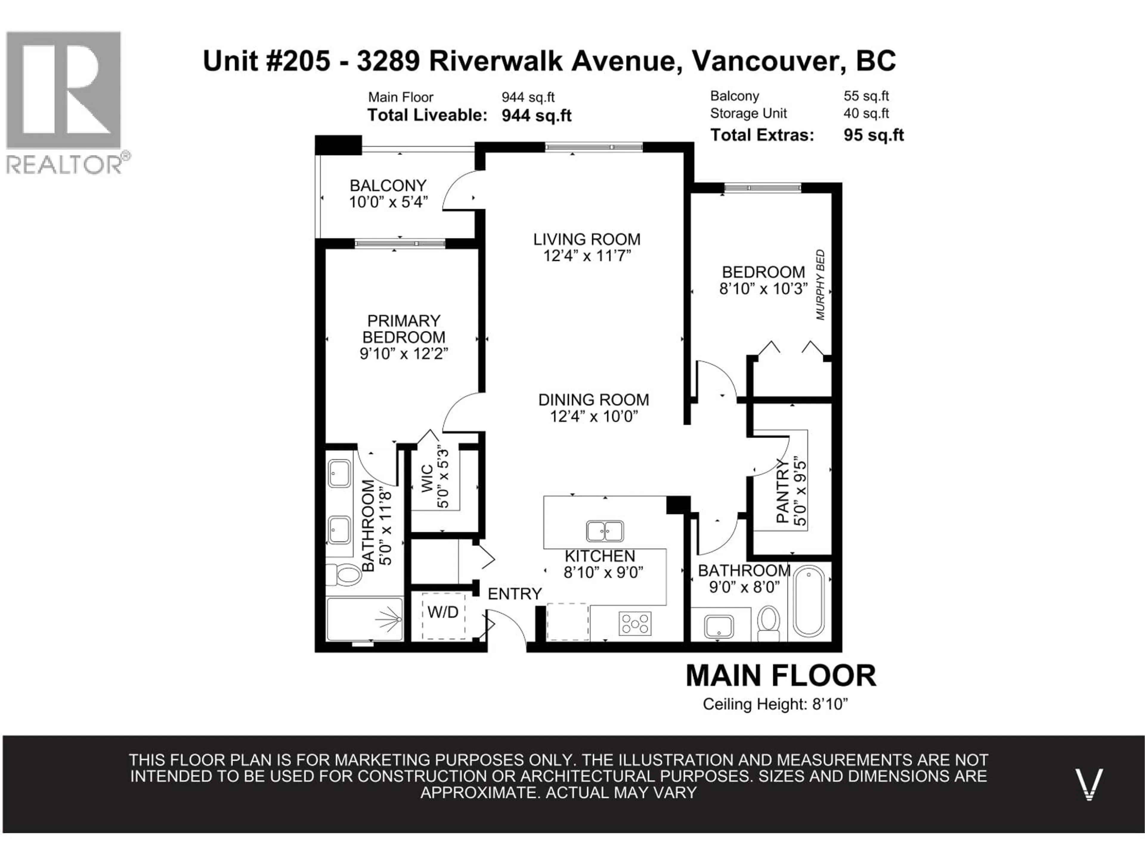 Floor plan for 205 - 3289 RIVERWALK AVENUE, Vancouver British Columbia V5S0G2