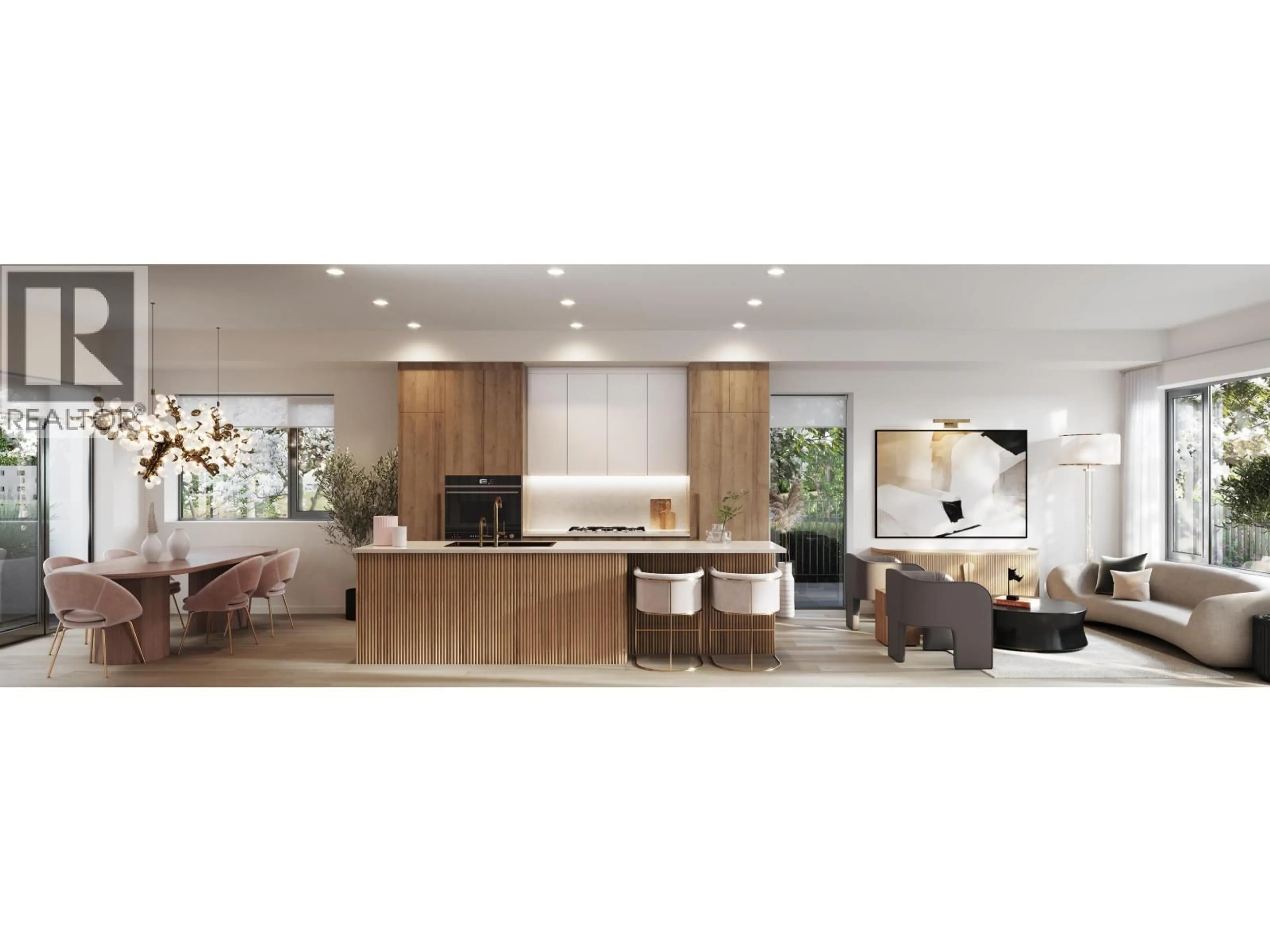 Open concept kitchen, wood/laminate floor for 101 - 6922 ASH STREET, Vancouver British Columbia V6P3K4