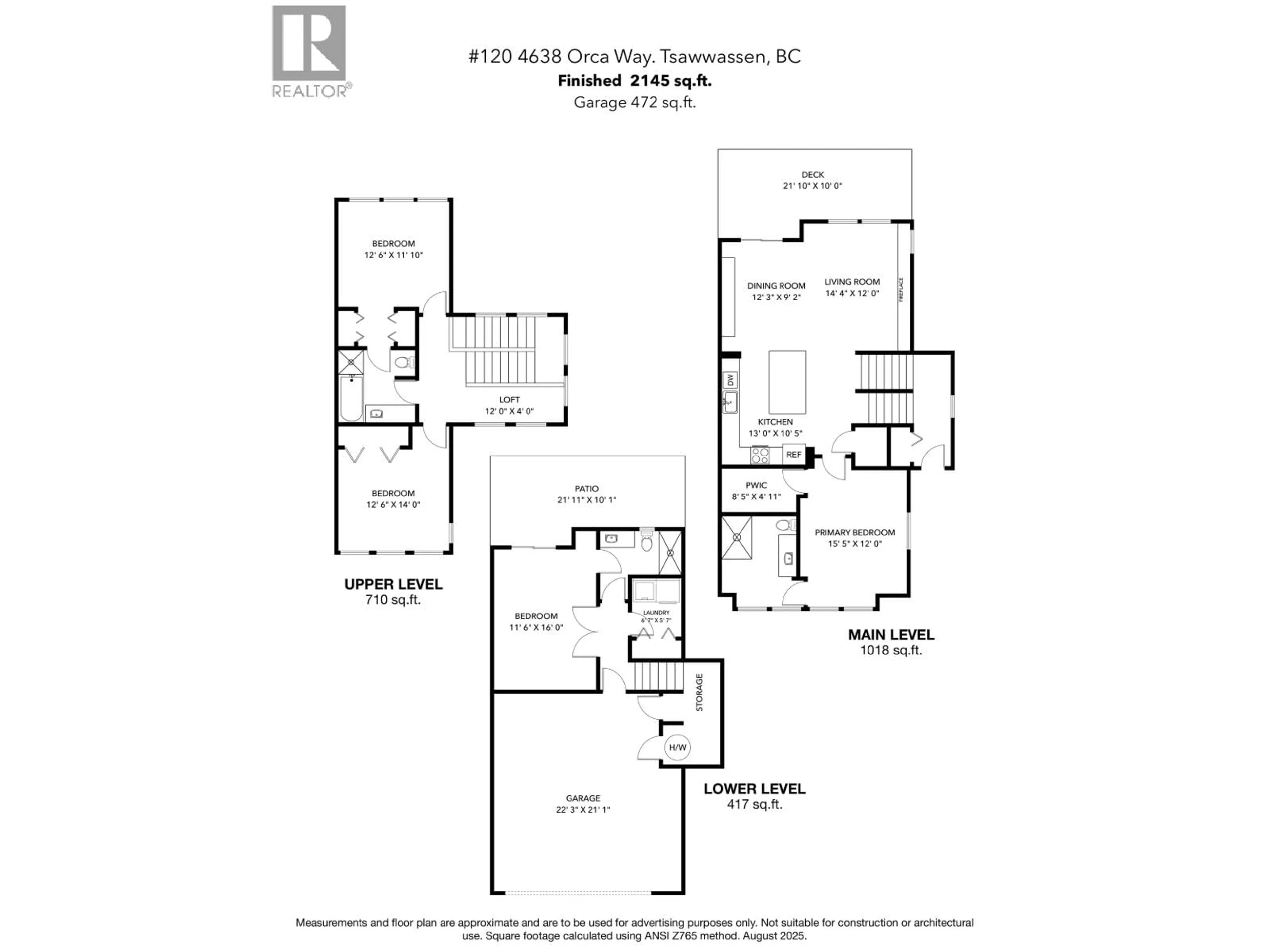 Floor plan for 120 - 4638 ORCA WAY, Tsawwassen British Columbia V4M0C2