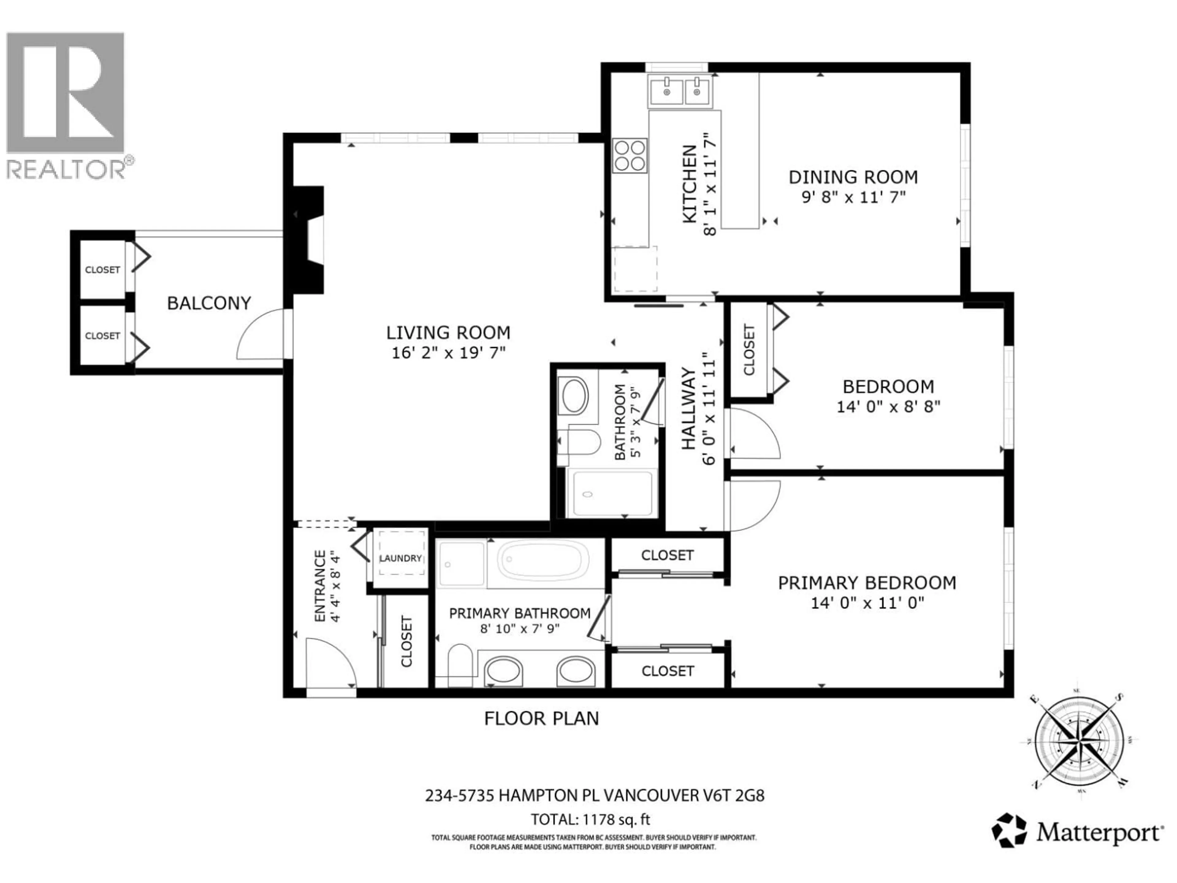 Floor plan for 234 - 5735 HAMPTON PLACE, Vancouver British Columbia V6T2G8
