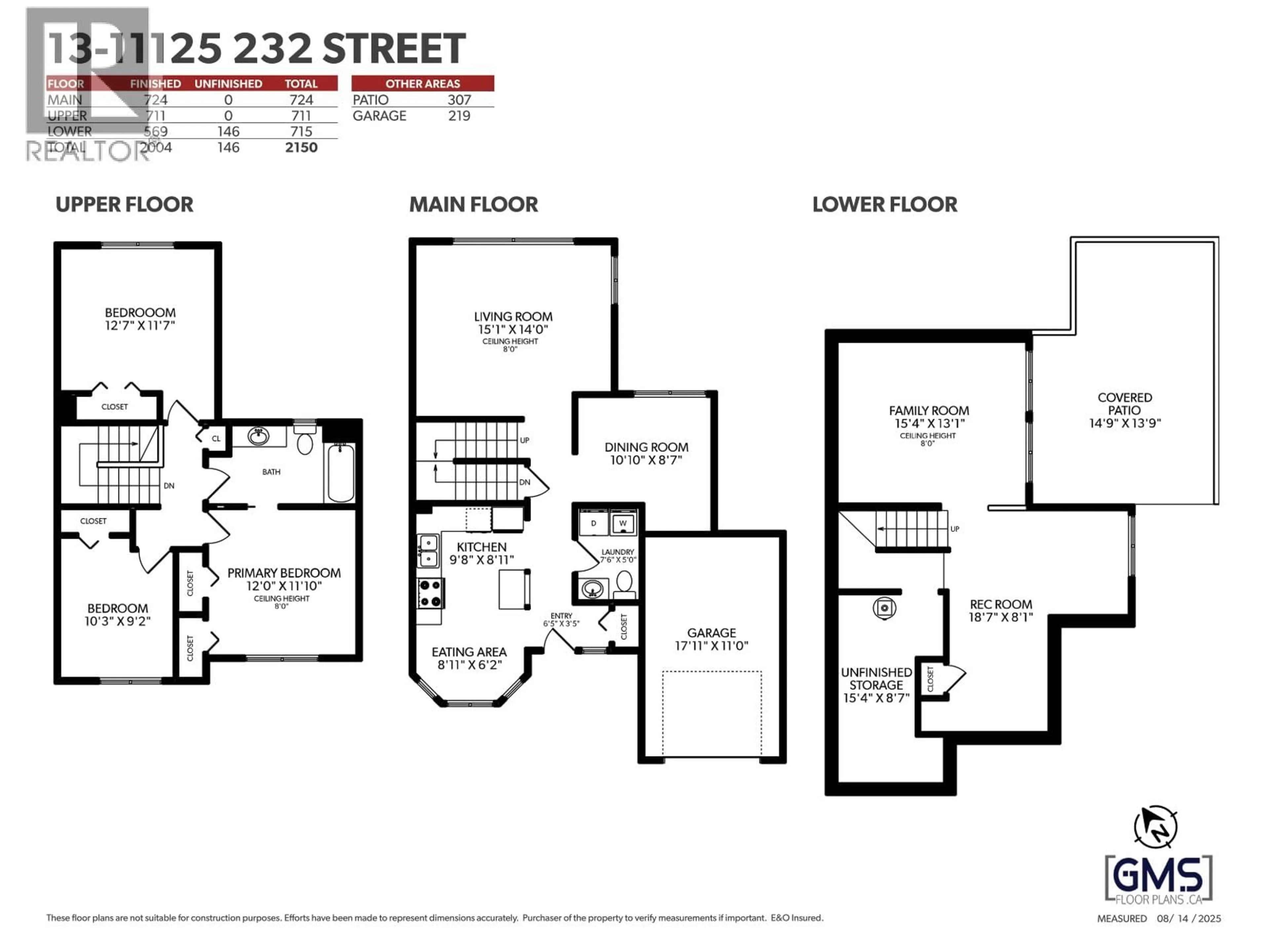 Floor plan for 13 - 11125 232 STREET, Maple Ridge British Columbia V2X3R3