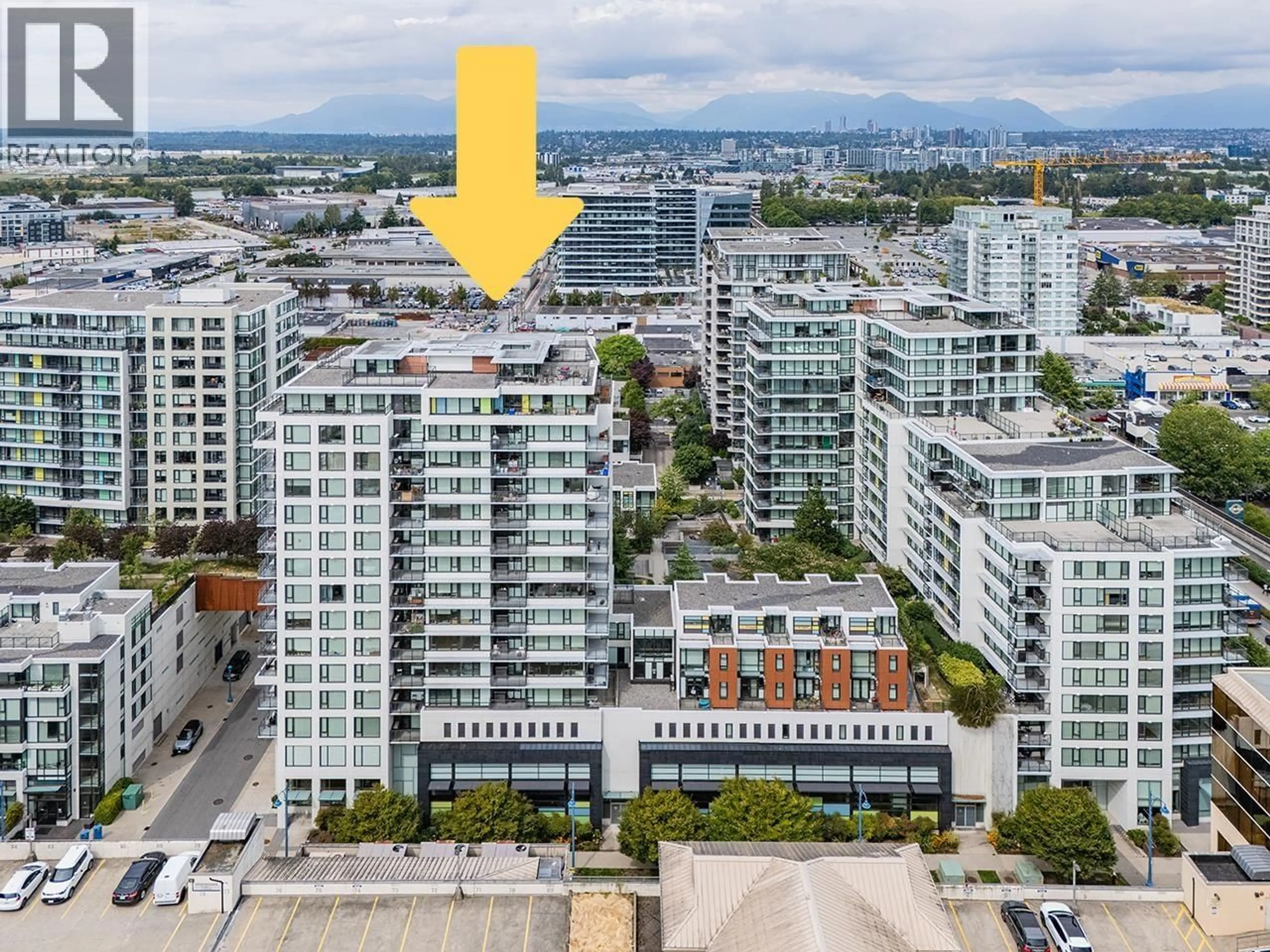 A pic from outside/outdoor area/front of a property/back of a property/a pic from drone, city buildings view from balcony for 1005 - 7979 FIRBRIDGE WAY, Richmond British Columbia V6X0K7