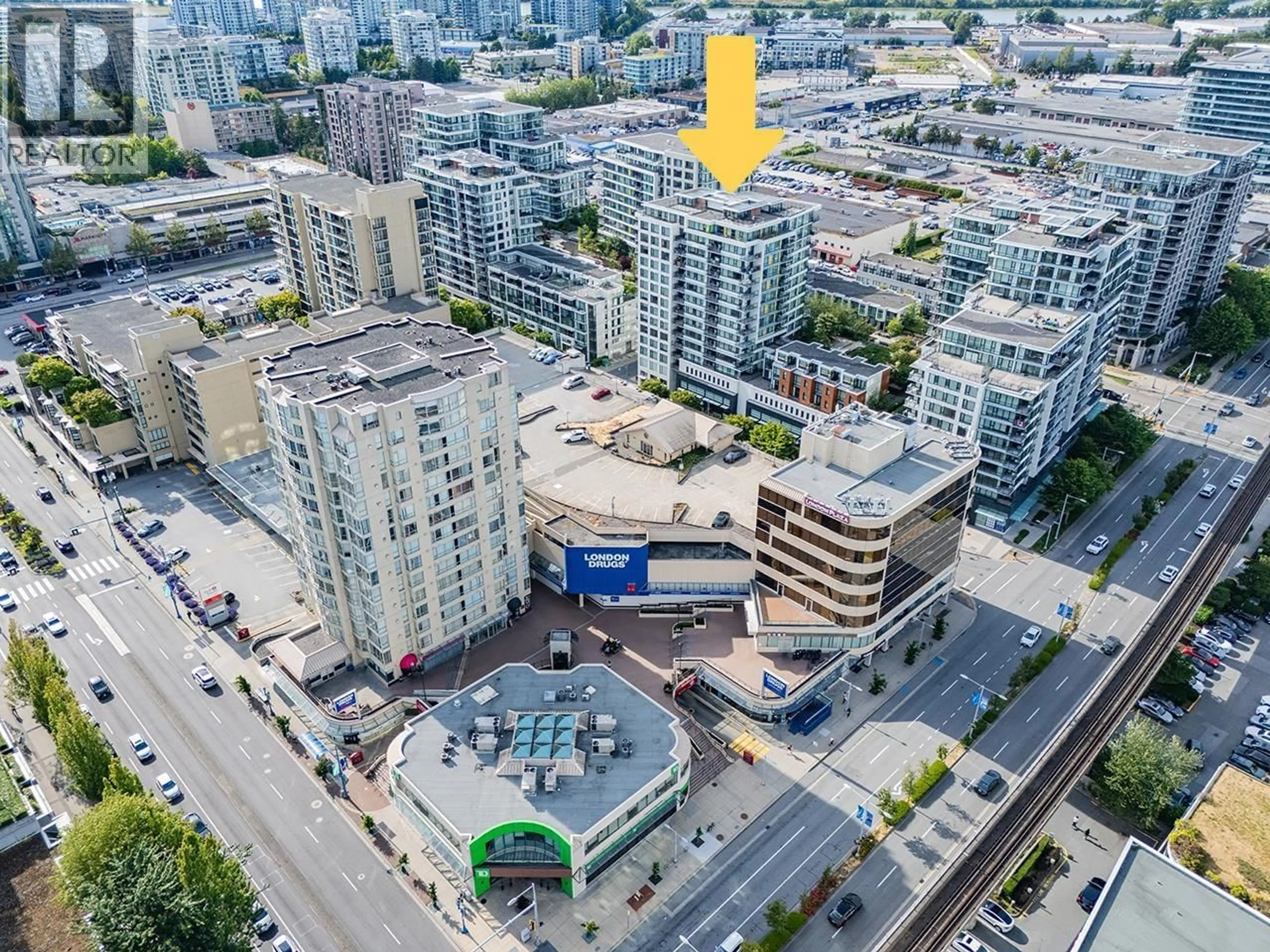 A pic from outside/outdoor area/front of a property/back of a property/a pic from drone, city buildings view from balcony for 1005 - 7979 FIRBRIDGE WAY, Richmond British Columbia V6X0K7
