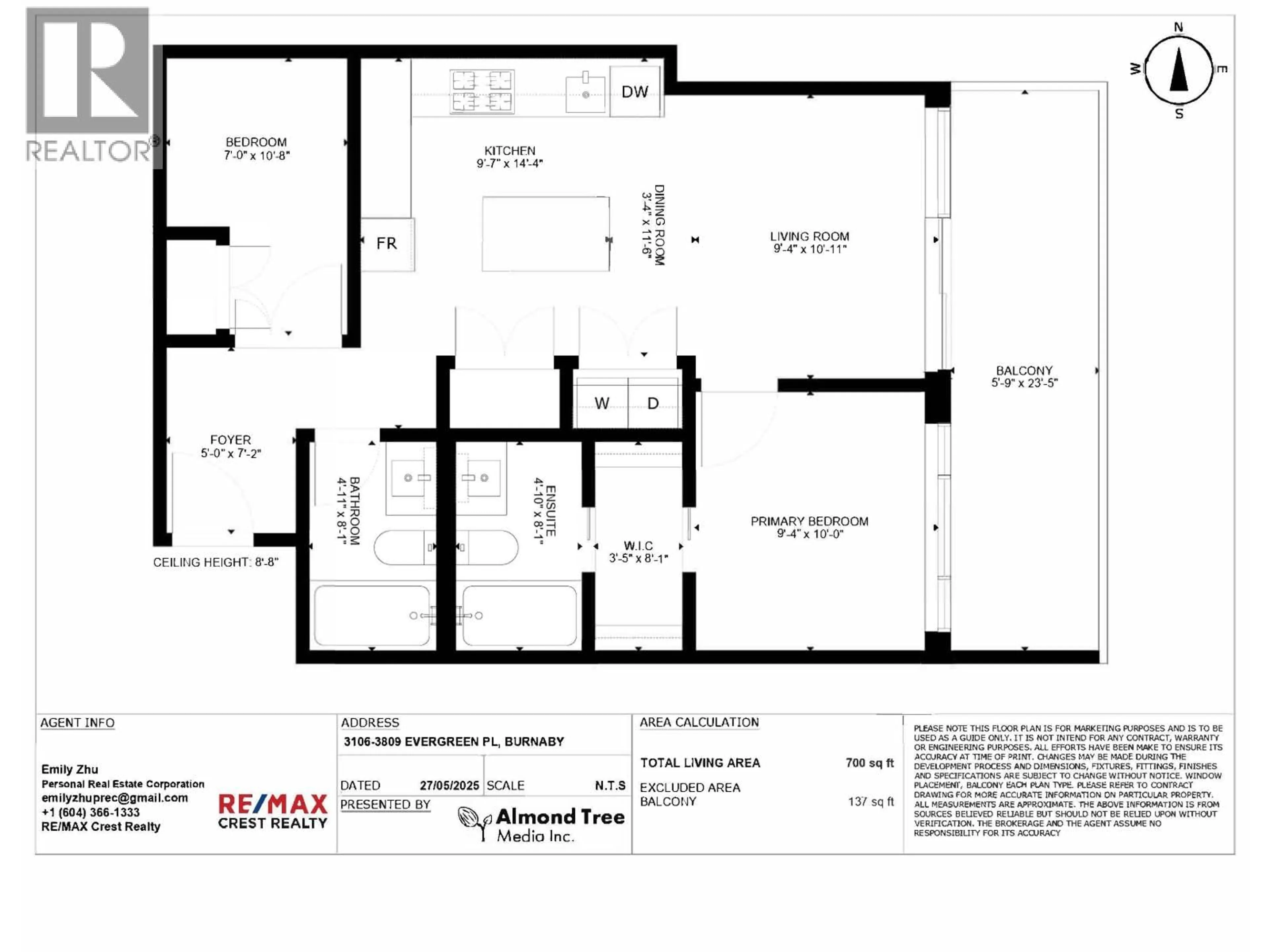 Floor plan for 3106 - 3809 EVERGREEN PLACE, Burnaby British Columbia V3J0M1
