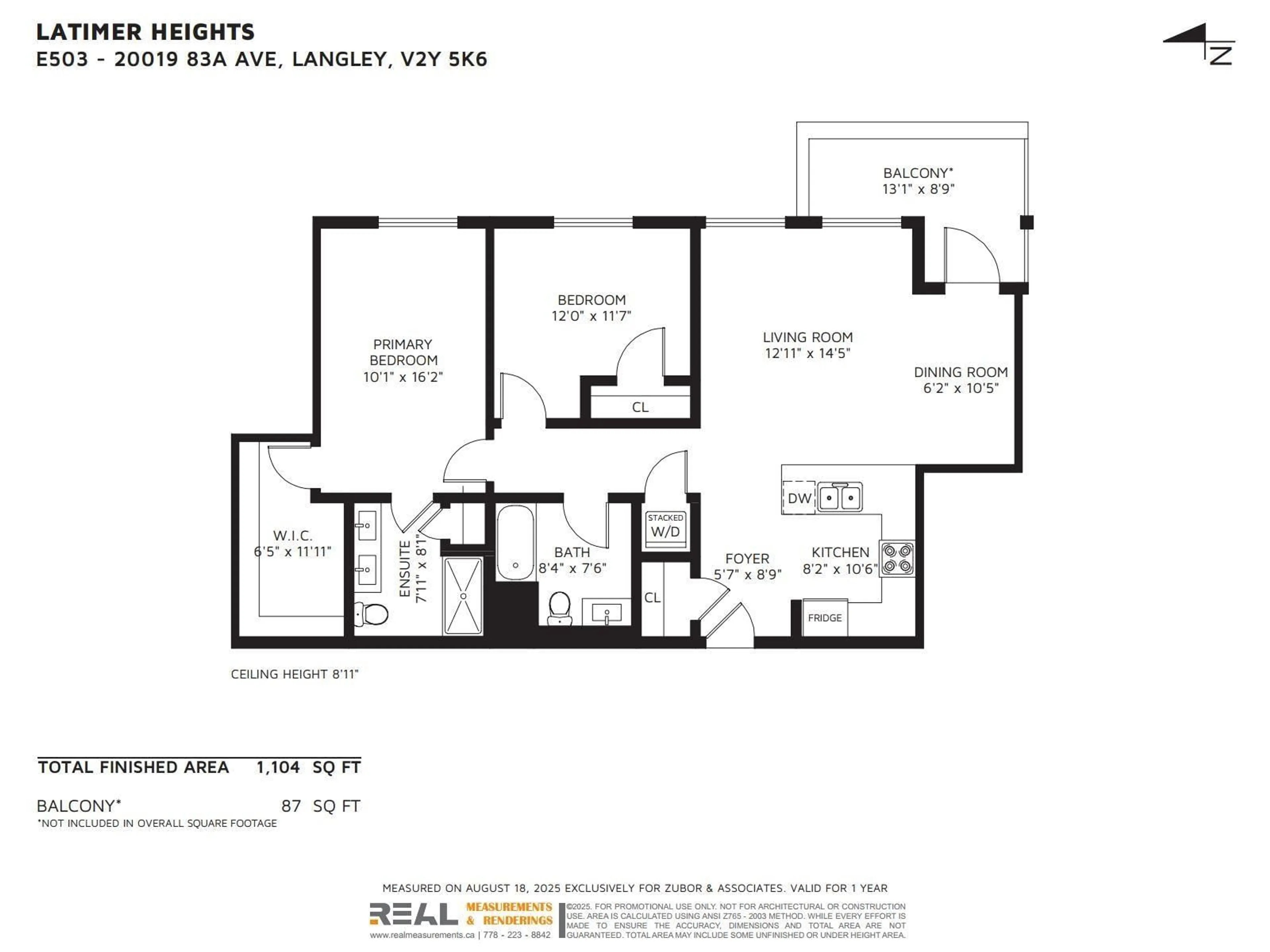 Floor plan for E503 - 20019 83A, Langley British Columbia V2Y5K6