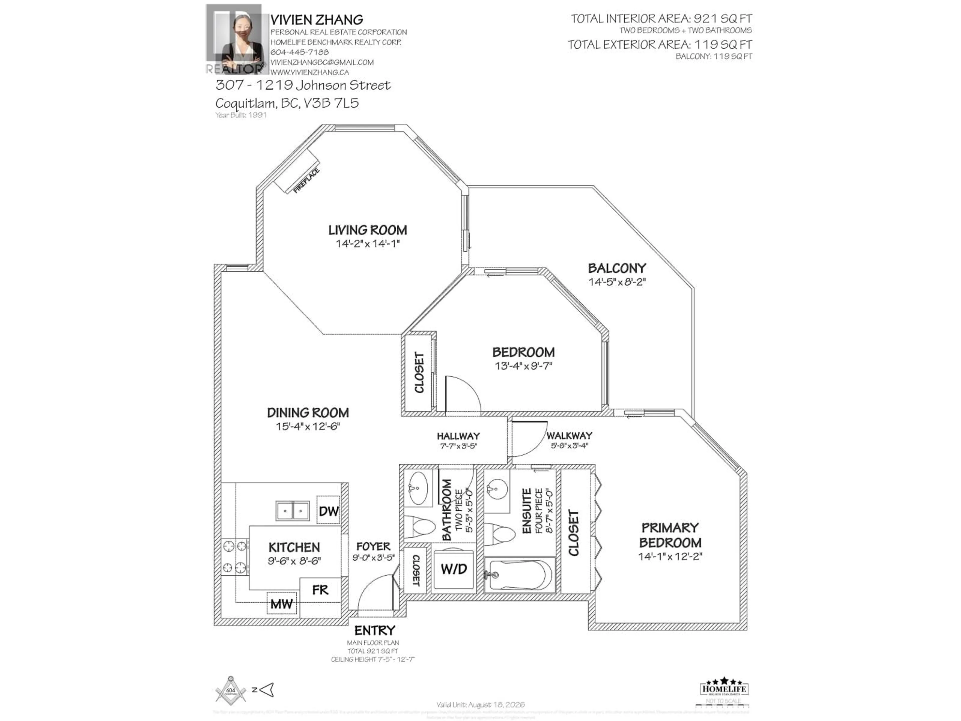 Floor plan for 307 - 1219 JOHNSON STREET, Coquitlam British Columbia V3B7L5