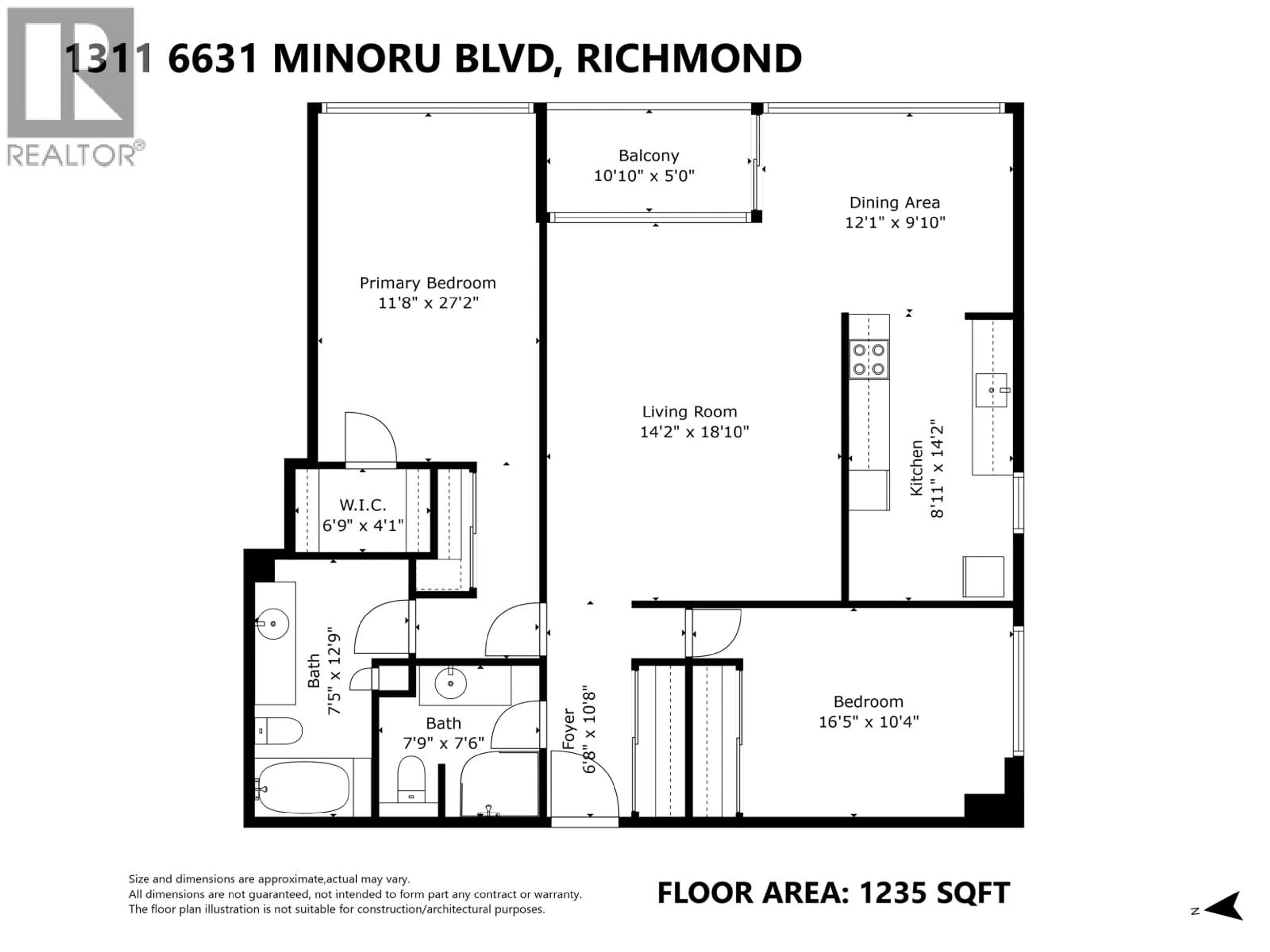 Floor plan for 1311 - 6631 MINORU BOULEVARD, Richmond British Columbia V6Y1Z1