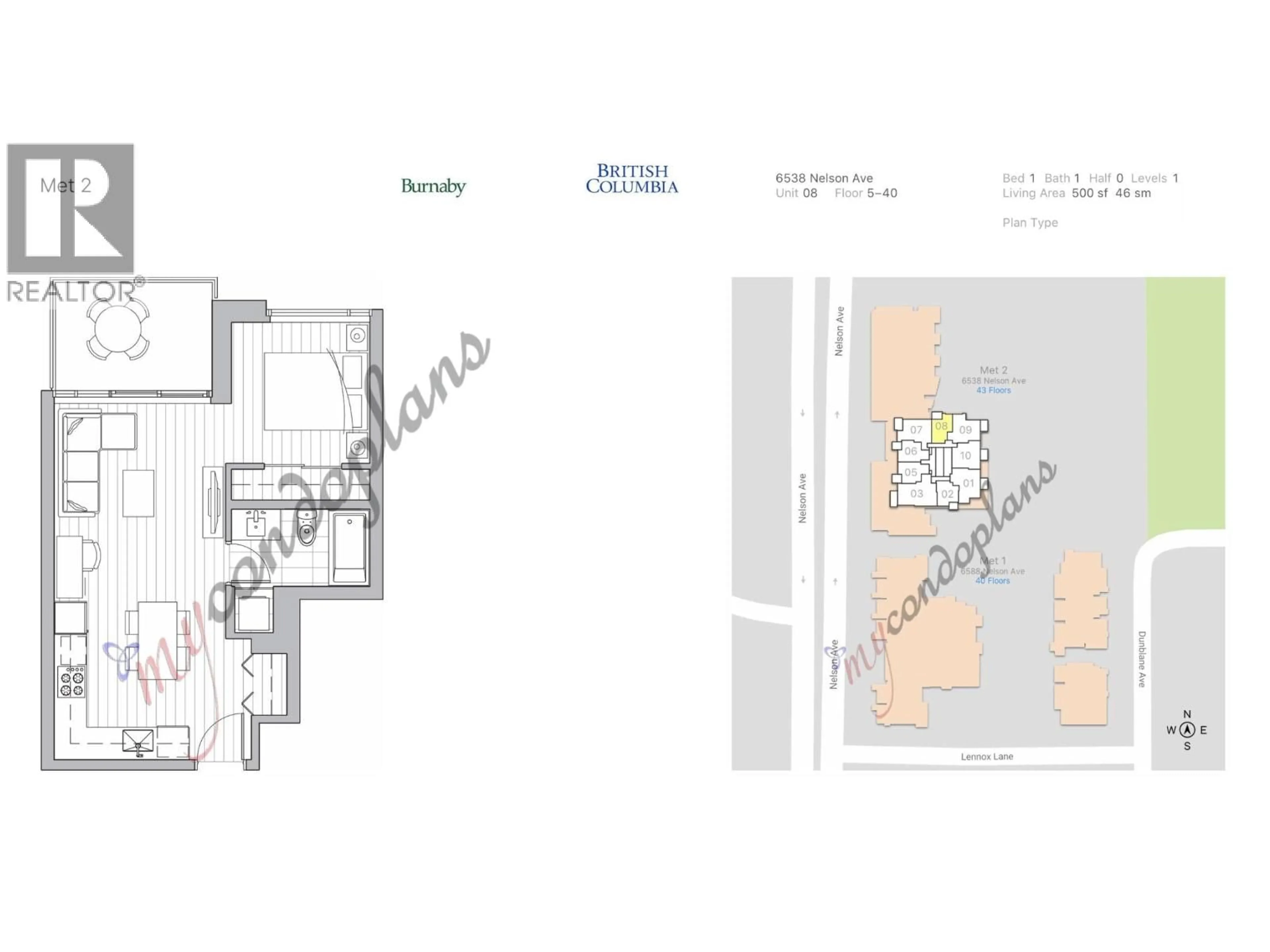Floor plan for 3308 - 6538 NELSON AVENUE, Burnaby British Columbia V5H0G5