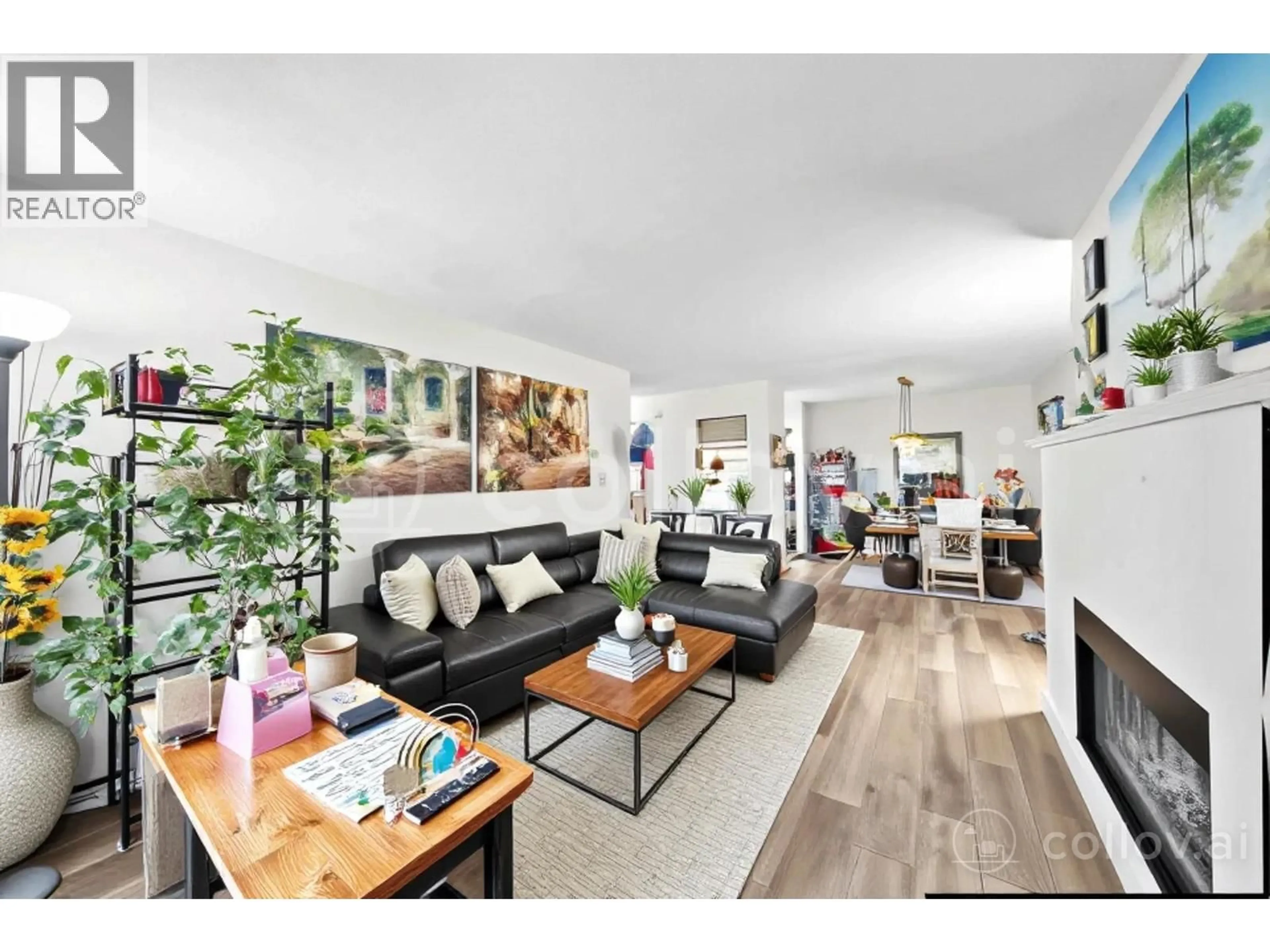 Living room with furniture, wood/laminate floor for 201 - 7431 BLUNDELL ROAD, Richmond British Columbia V6Y3G8