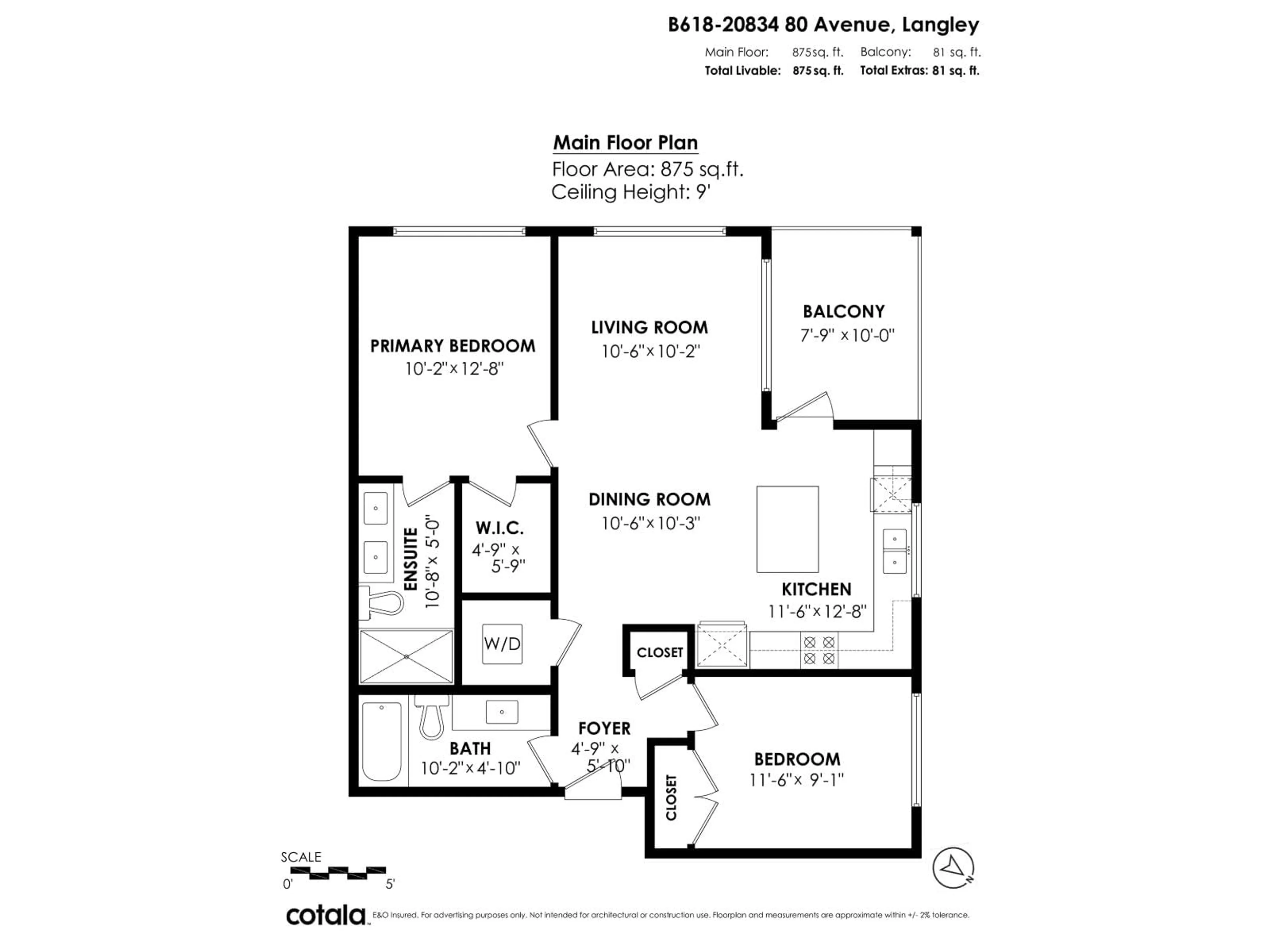 Floor plan for B618 - 20834 80, Langley British Columbia V2Y3M6