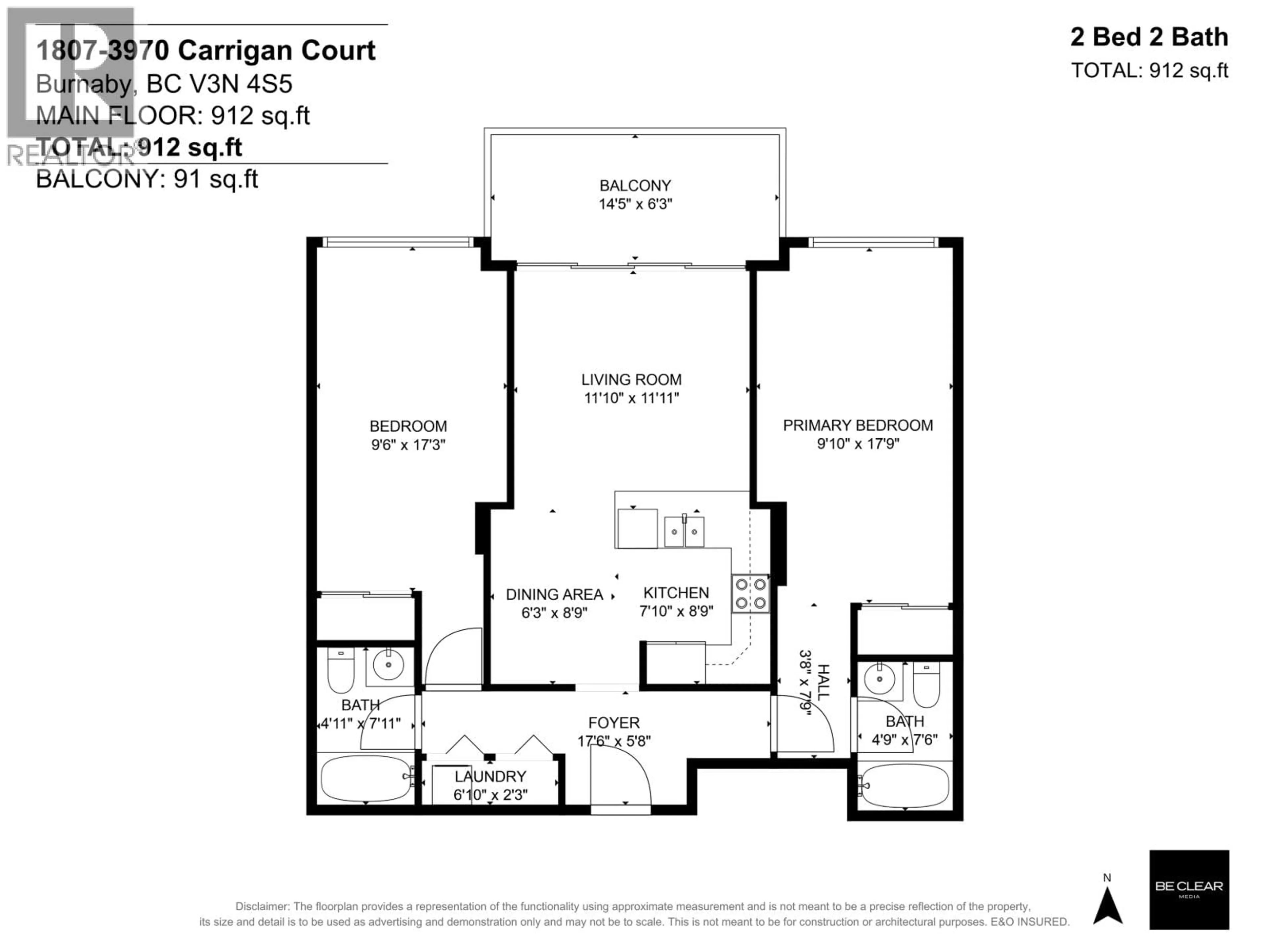 Floor plan for 1807 - 3970 CARRIGAN CRESCENT, Burnaby British Columbia V3N4S5