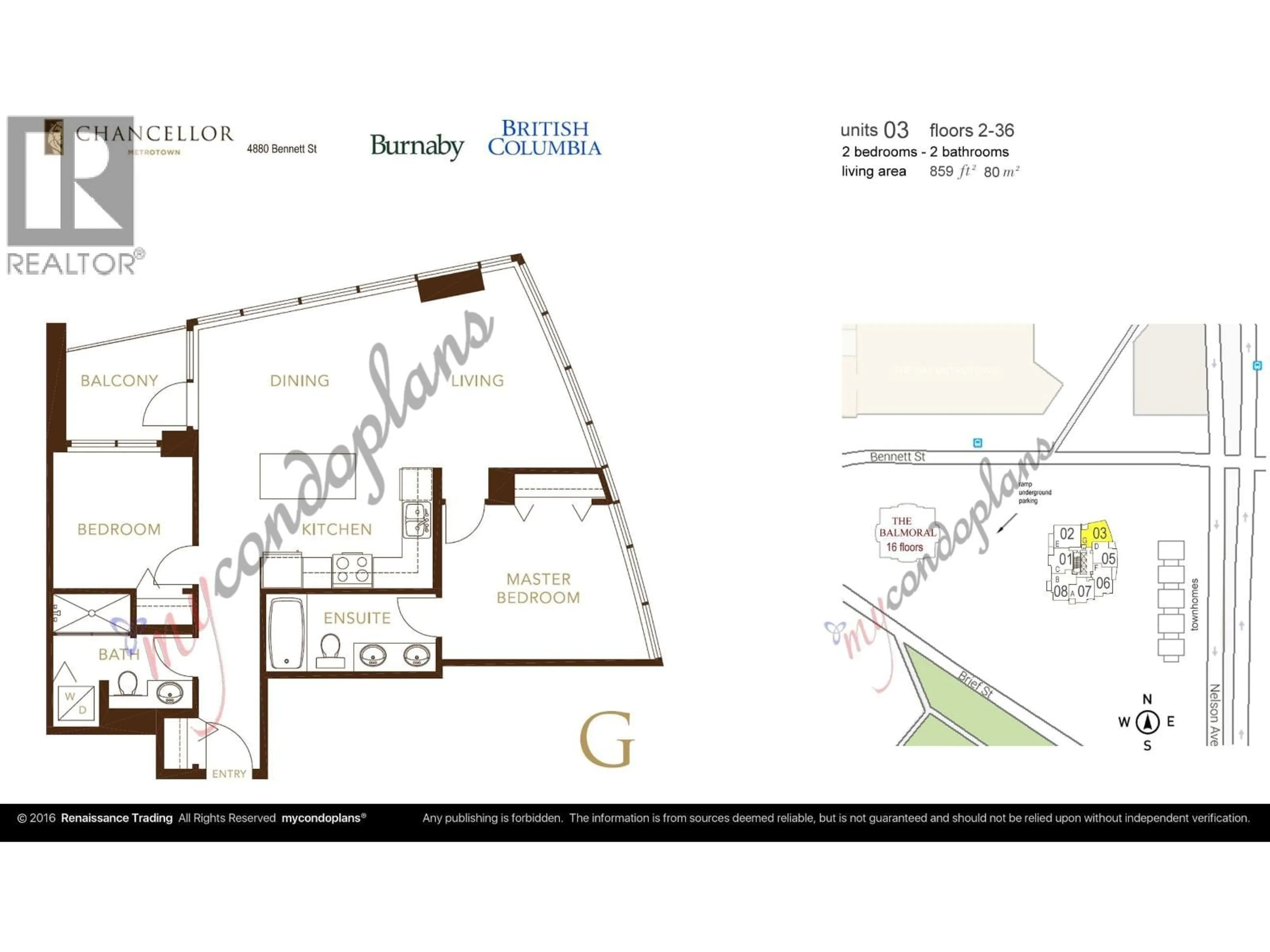 Floor plan for 903 - 4880 BENNETT STREET, Burnaby British Columbia V5H0C1
