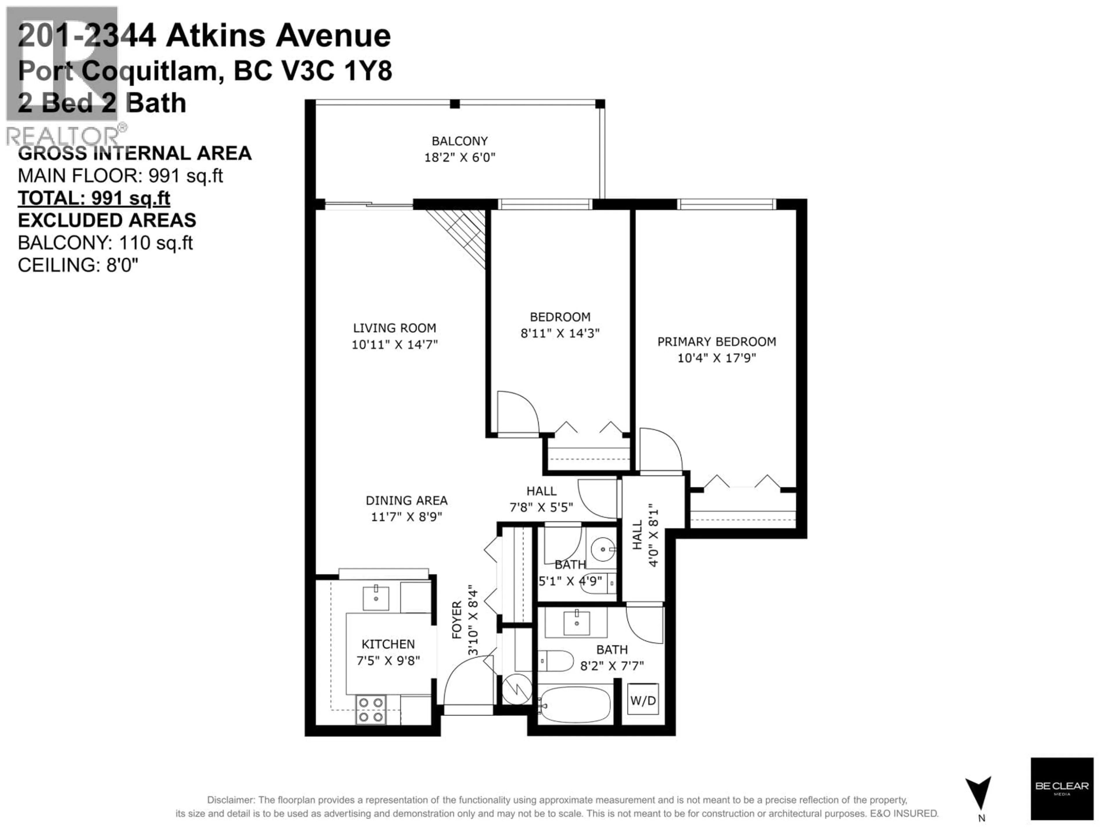 Floor plan for 201 - 2344 ATKINS AVENUE, Port Coquitlam British Columbia V3C1Y8