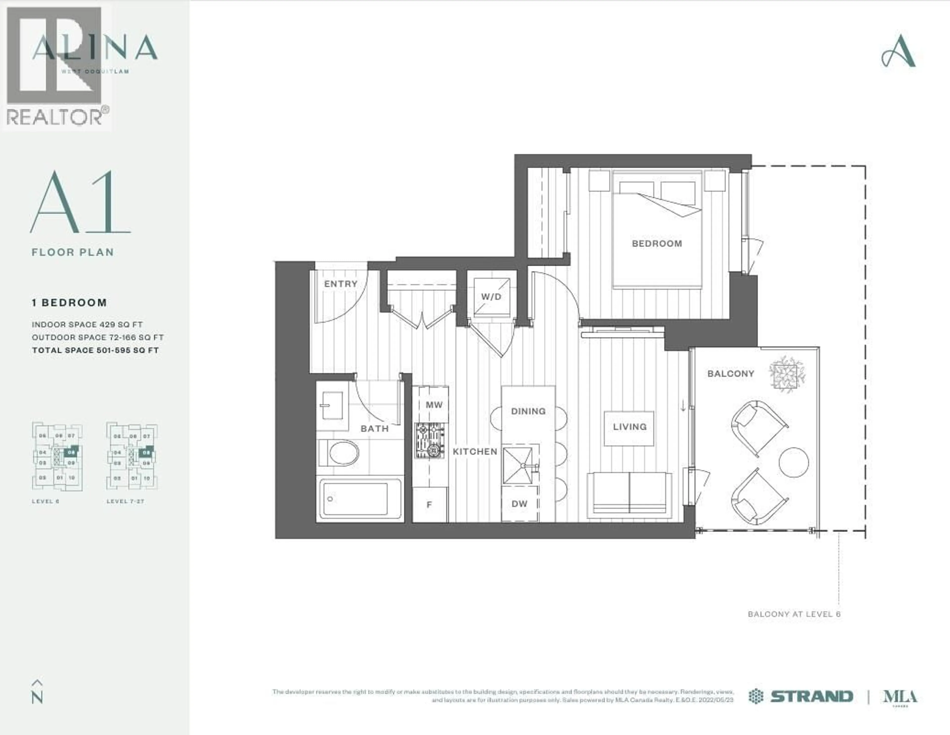 Floor plan for 1608 - 626 CLAREMONT STREET, Coquitlam British Columbia V3J3T4