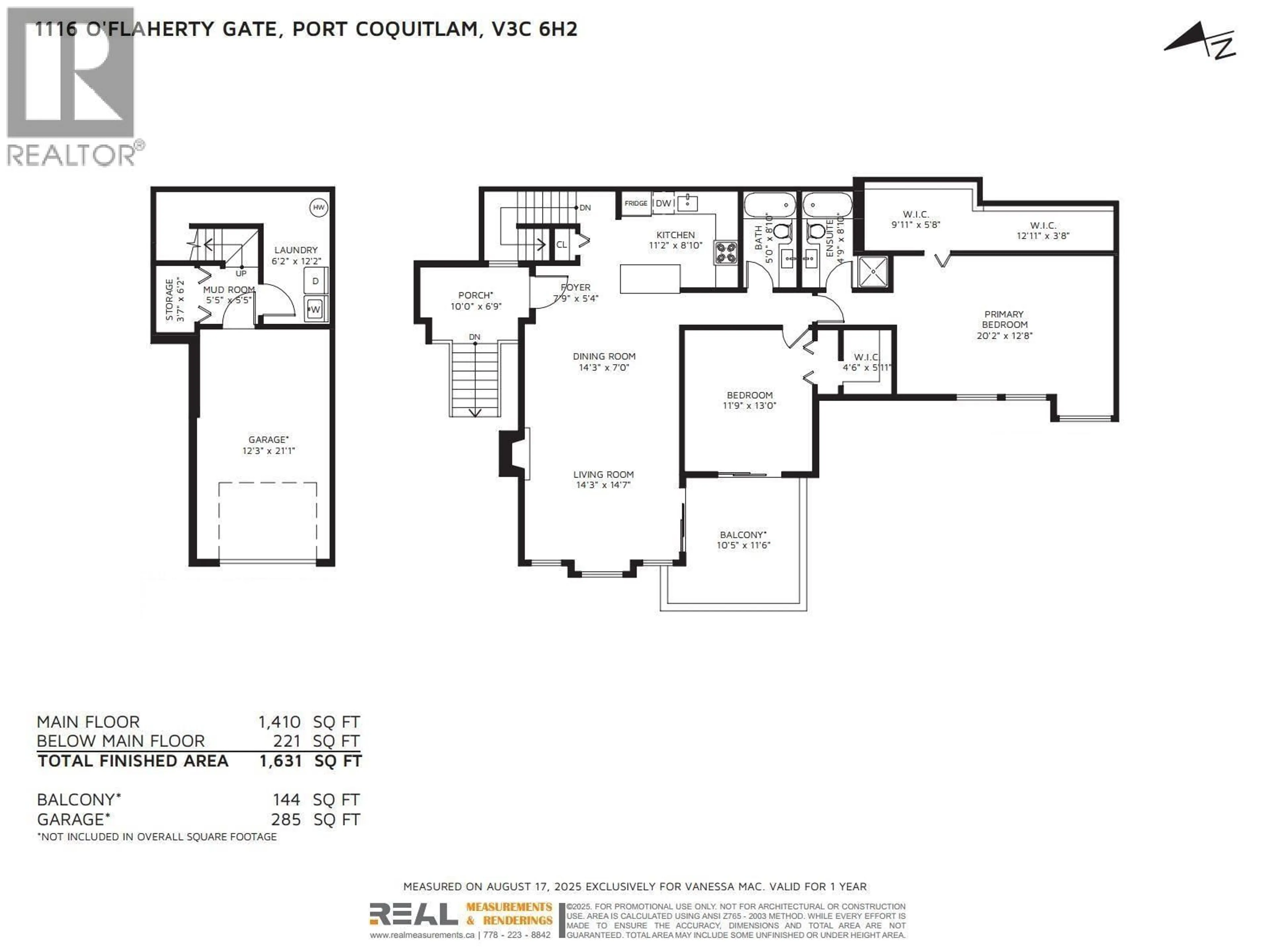 Floor plan for 1116 O'FLAHERTY GATE, Port Coquitlam British Columbia V3C6H2