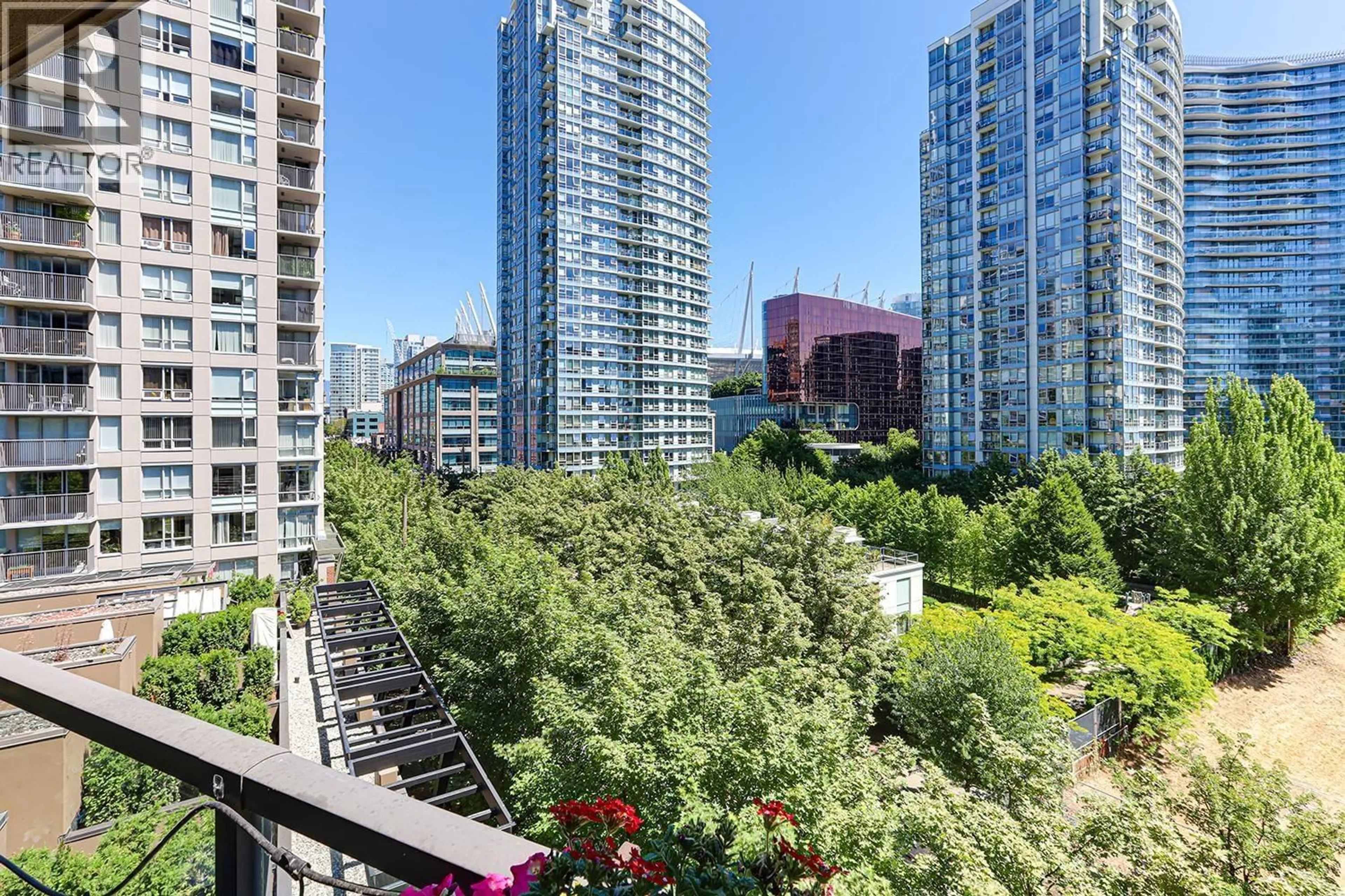 Patio, city buildings view from balcony for 603 - 989 BEATTY STREET, Vancouver British Columbia V6Z3C2