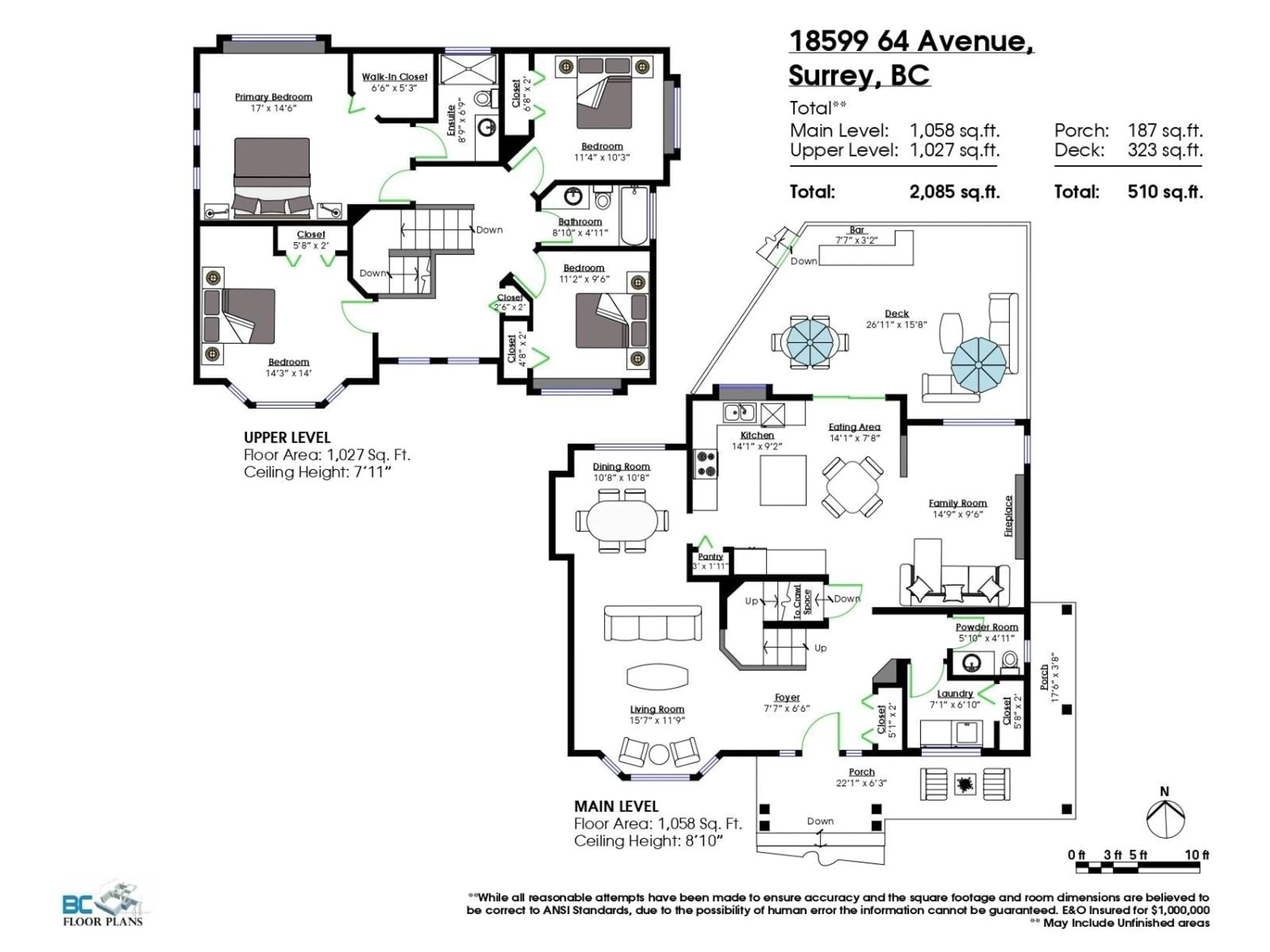 Floor plan for 18599 64, Surrey British Columbia V3S8X3