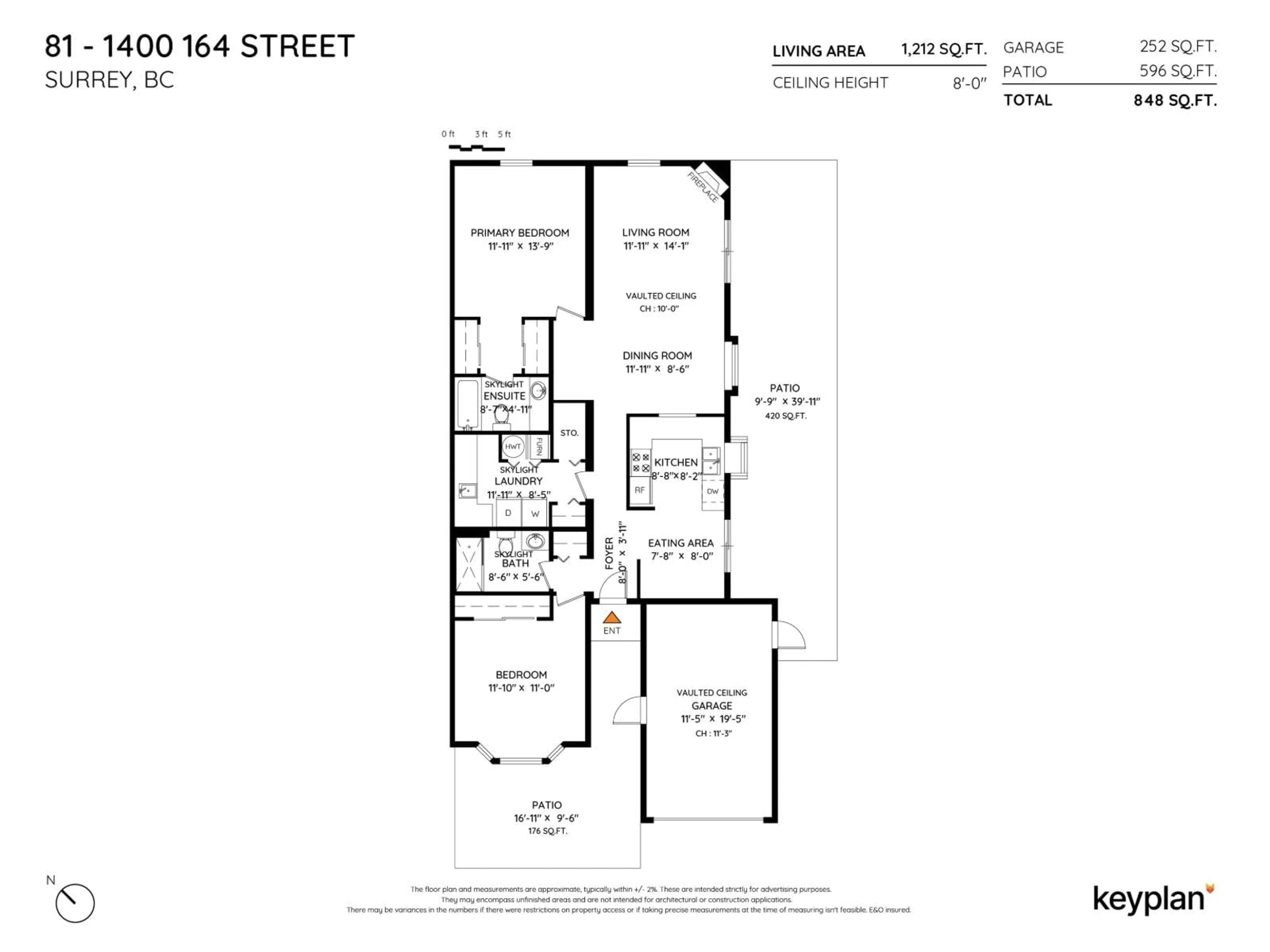 Floor plan for 81 - 1400 164, Surrey British Columbia V4A8V9