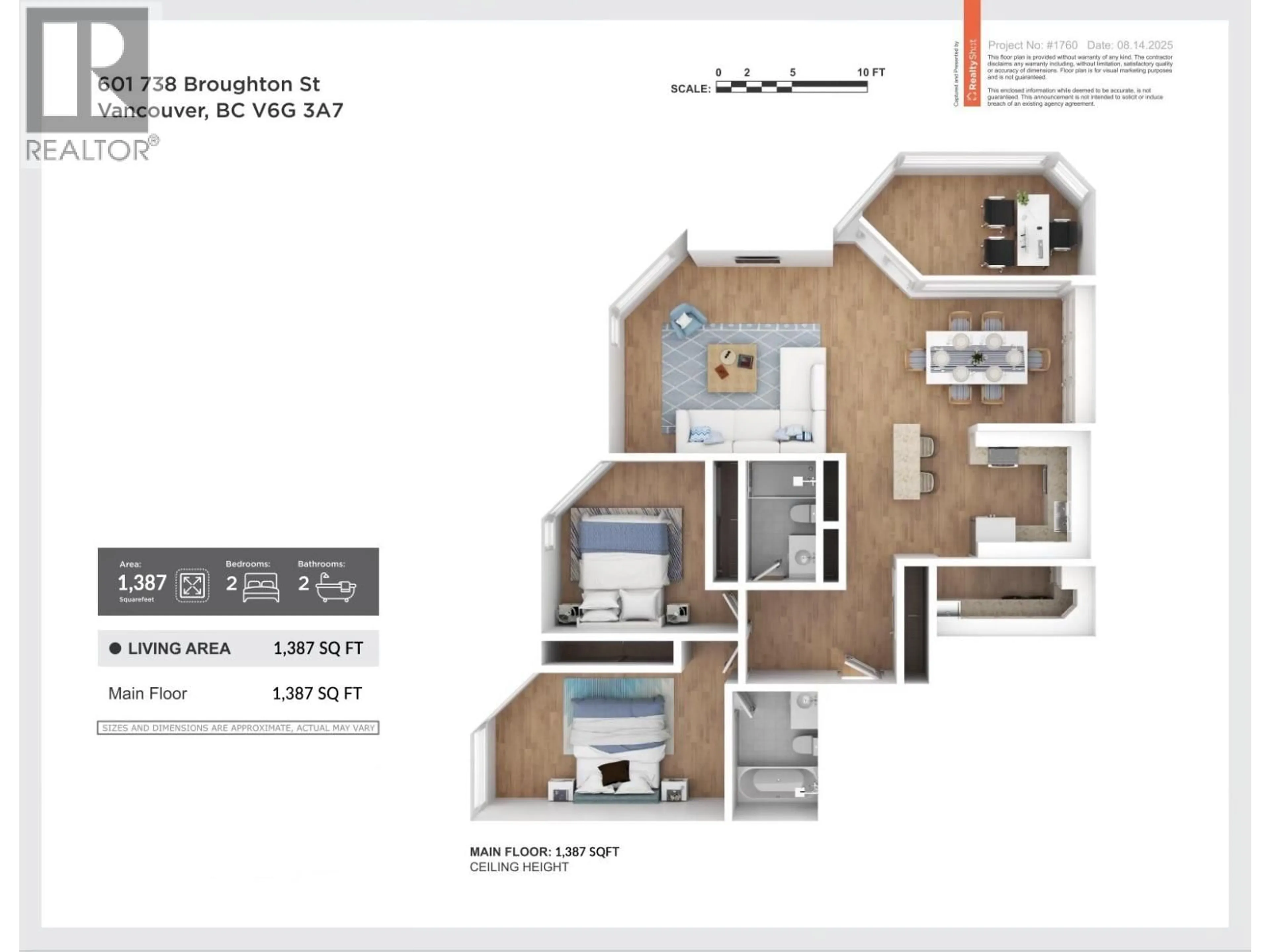 Floor plan for 601 - 738 BROUGHTON STREET, Vancouver British Columbia V6G3A7