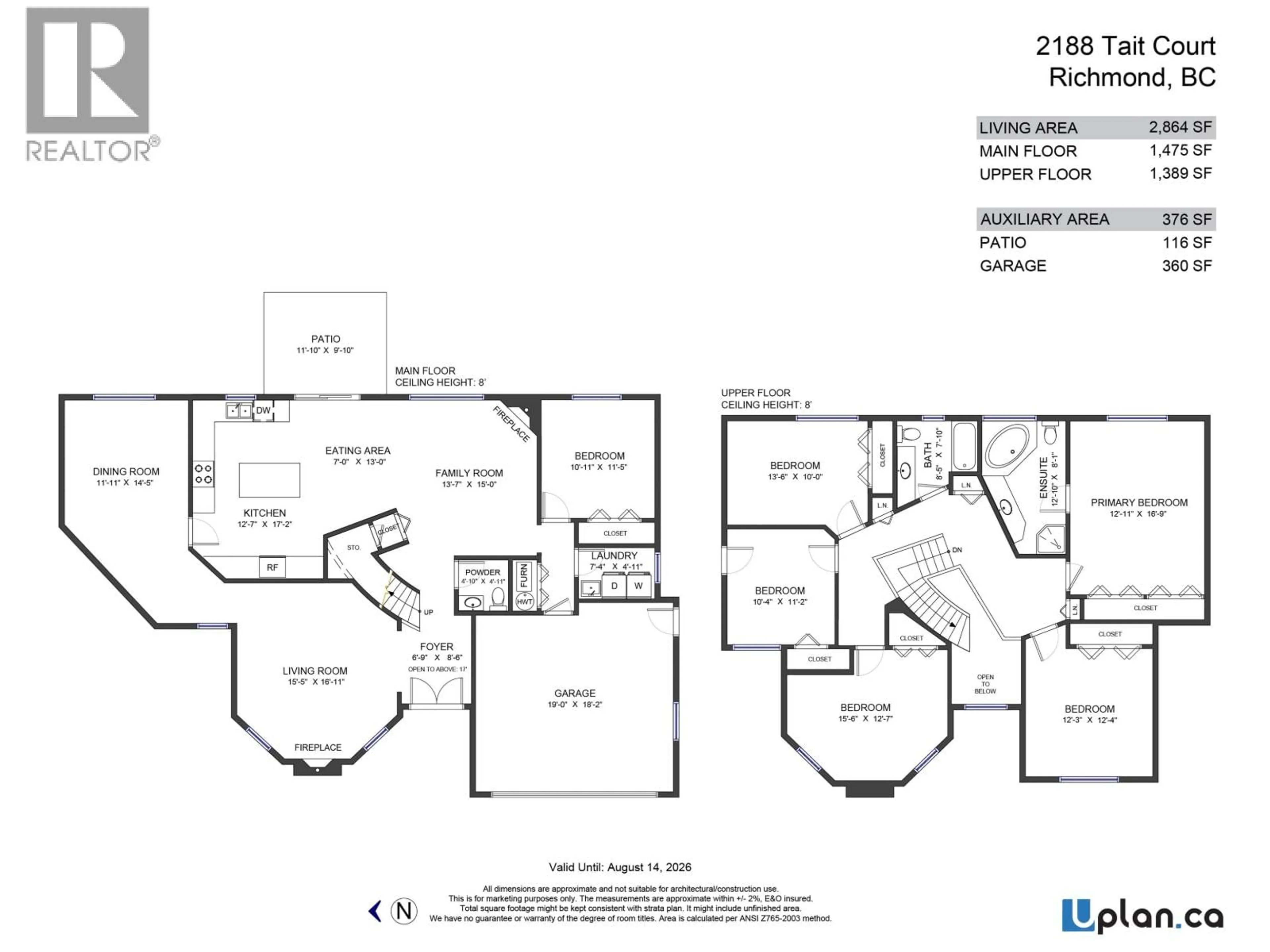 Floor plan for 2188 TAIT COURT, Richmond British Columbia V6X3S9