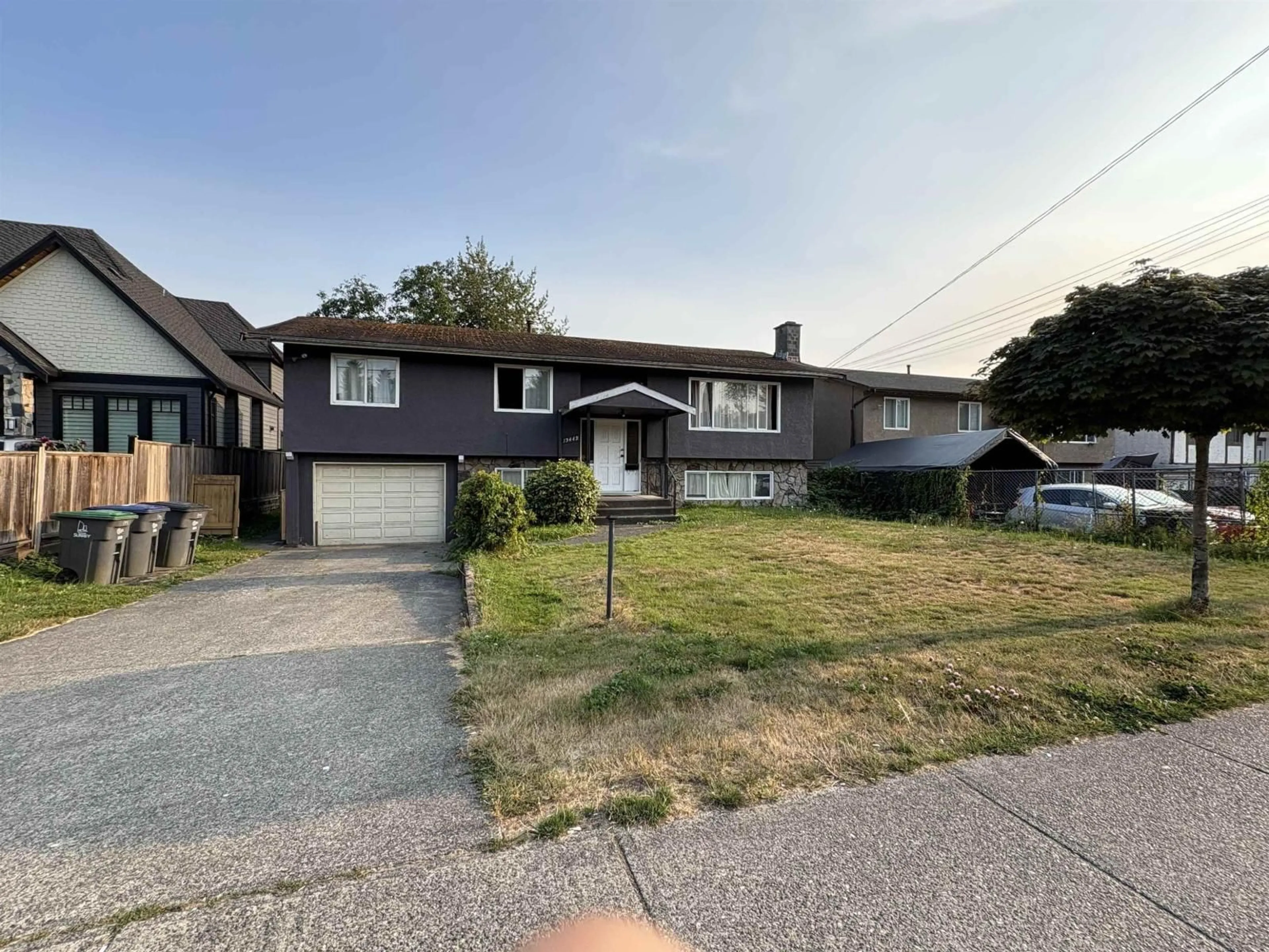 A pic from outside/outdoor area/front of a property/back of a property/a pic from drone, street for 13442 98A, Surrey British Columbia V3T1C8