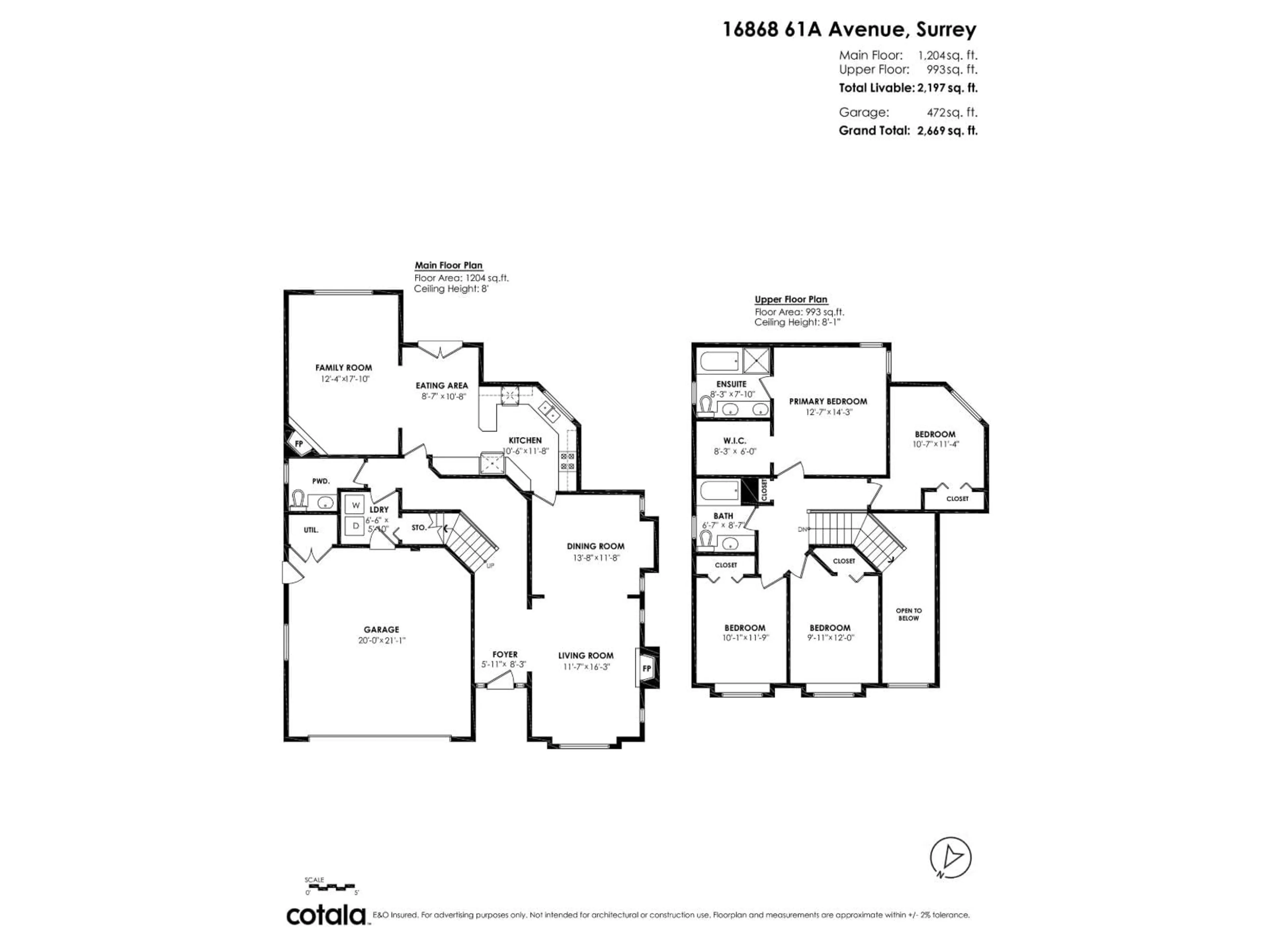 Floor plan for 16868 61A, Surrey British Columbia V3S8X7