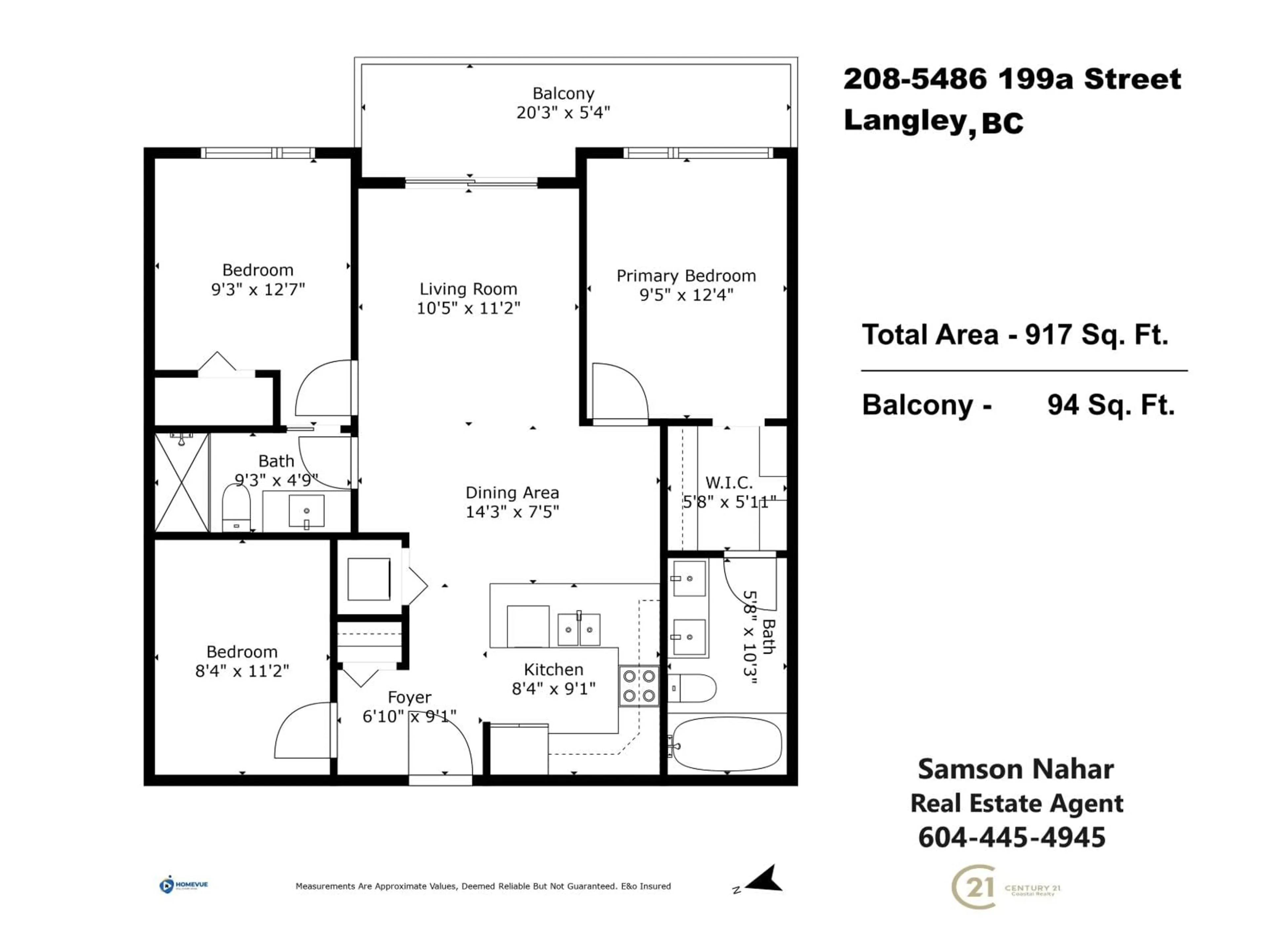 Floor plan for 208 - 5486 199A, Langley British Columbia V3A0N6