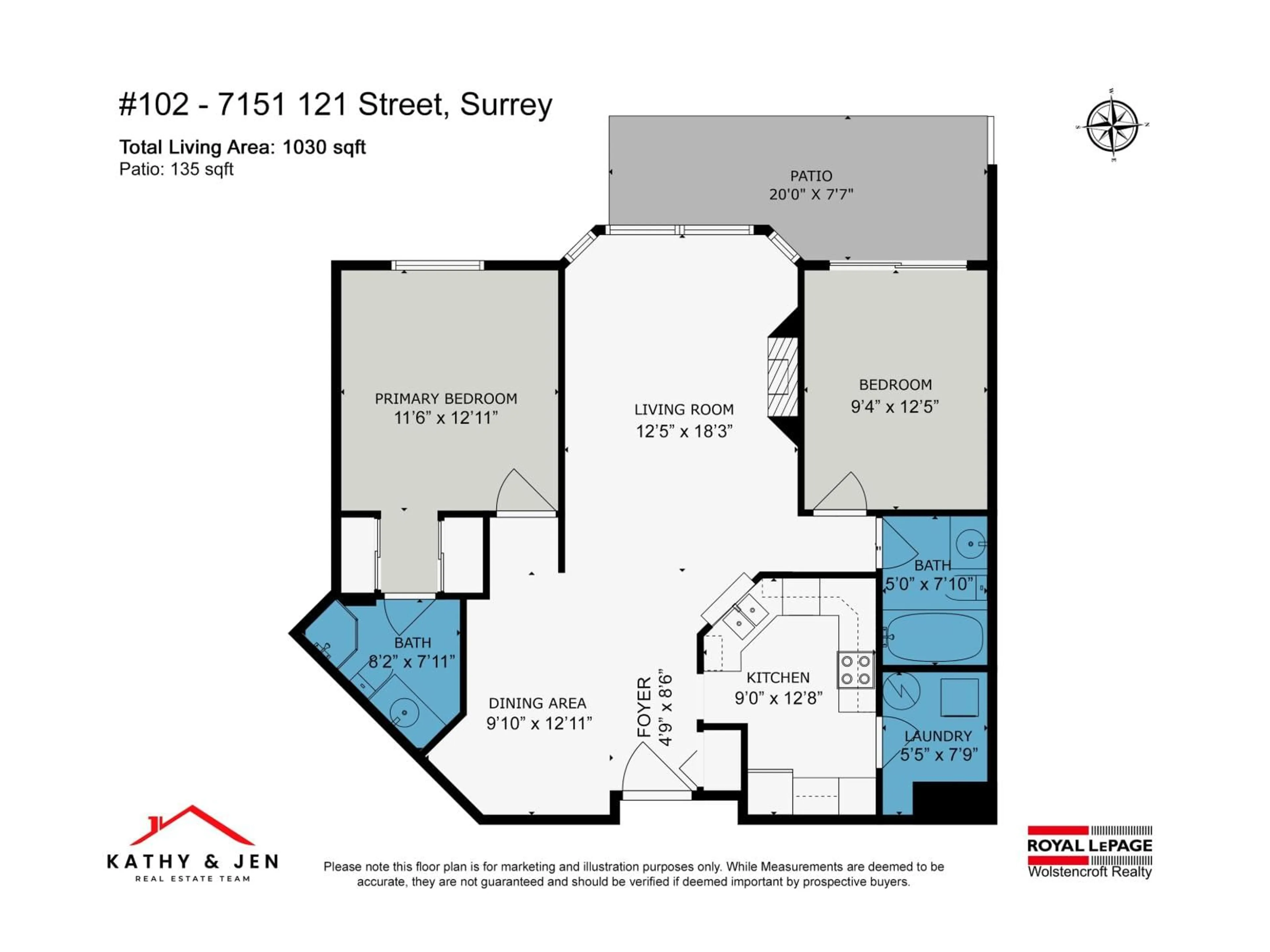 Floor plan for 102 - 7151 121, Surrey British Columbia V3W0E7