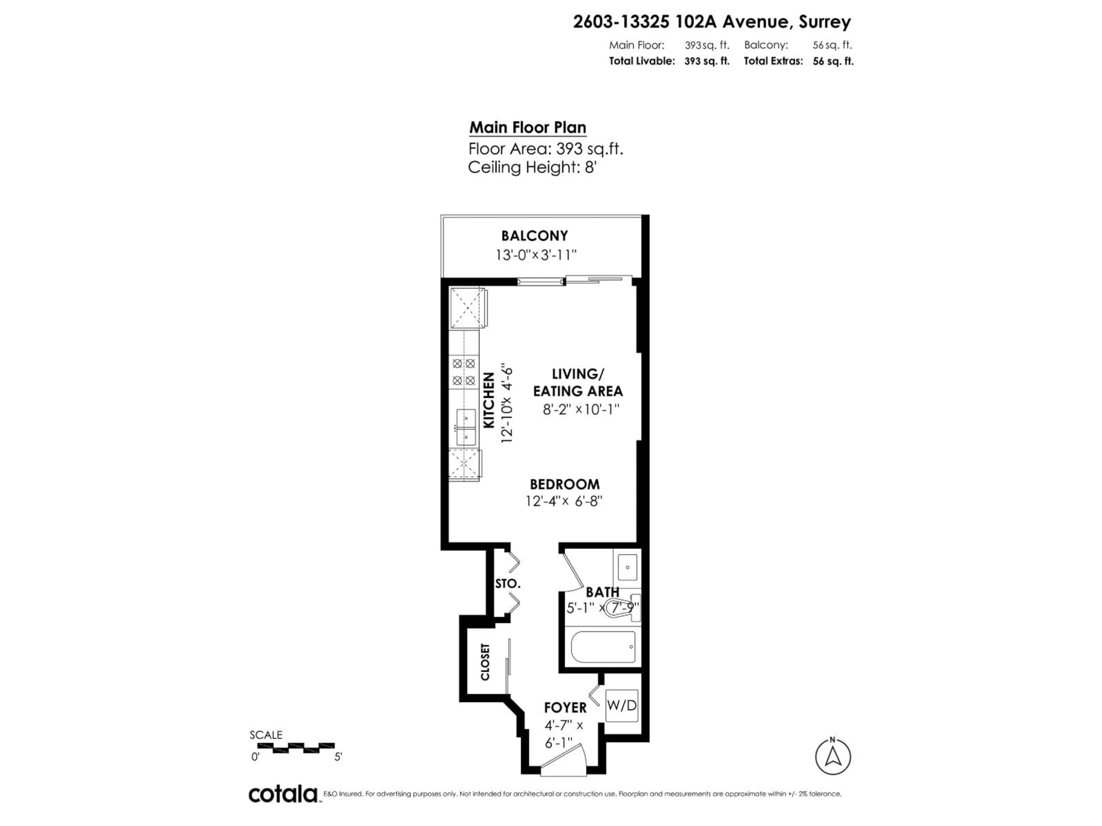 Floor plan for 2603 - 13325 102A, Surrey British Columbia V3T0J5